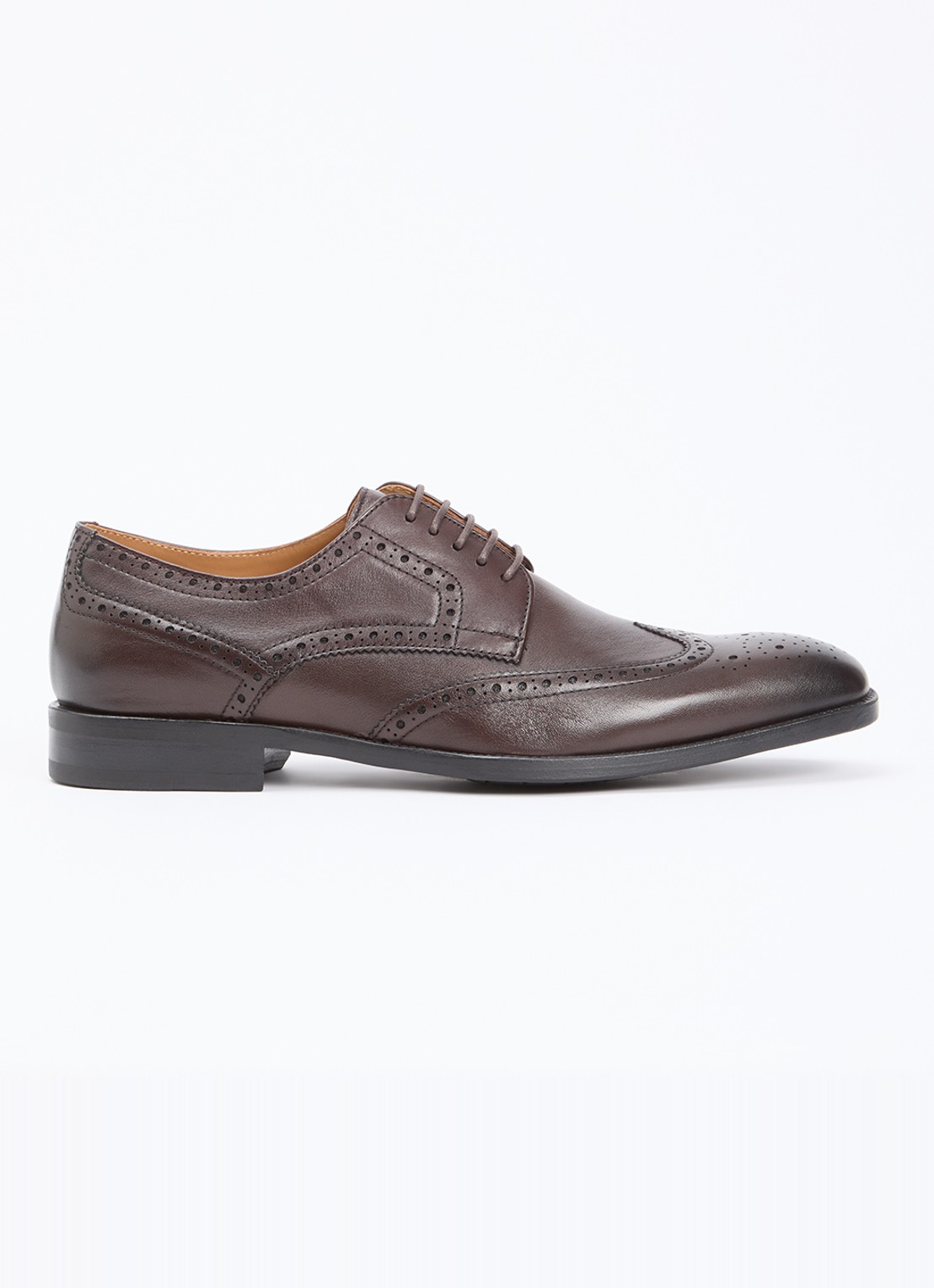 Dune London Sunni brogue van leer - voorkant donkerbruin