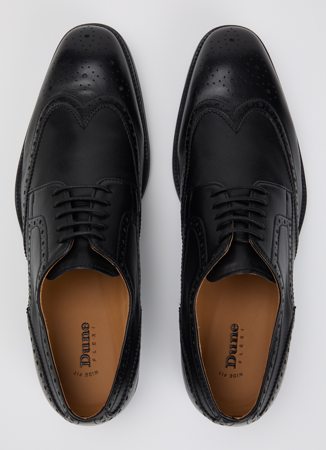 Dune London Sunni Wide Fit brogue van leer  - detail 4 zwart