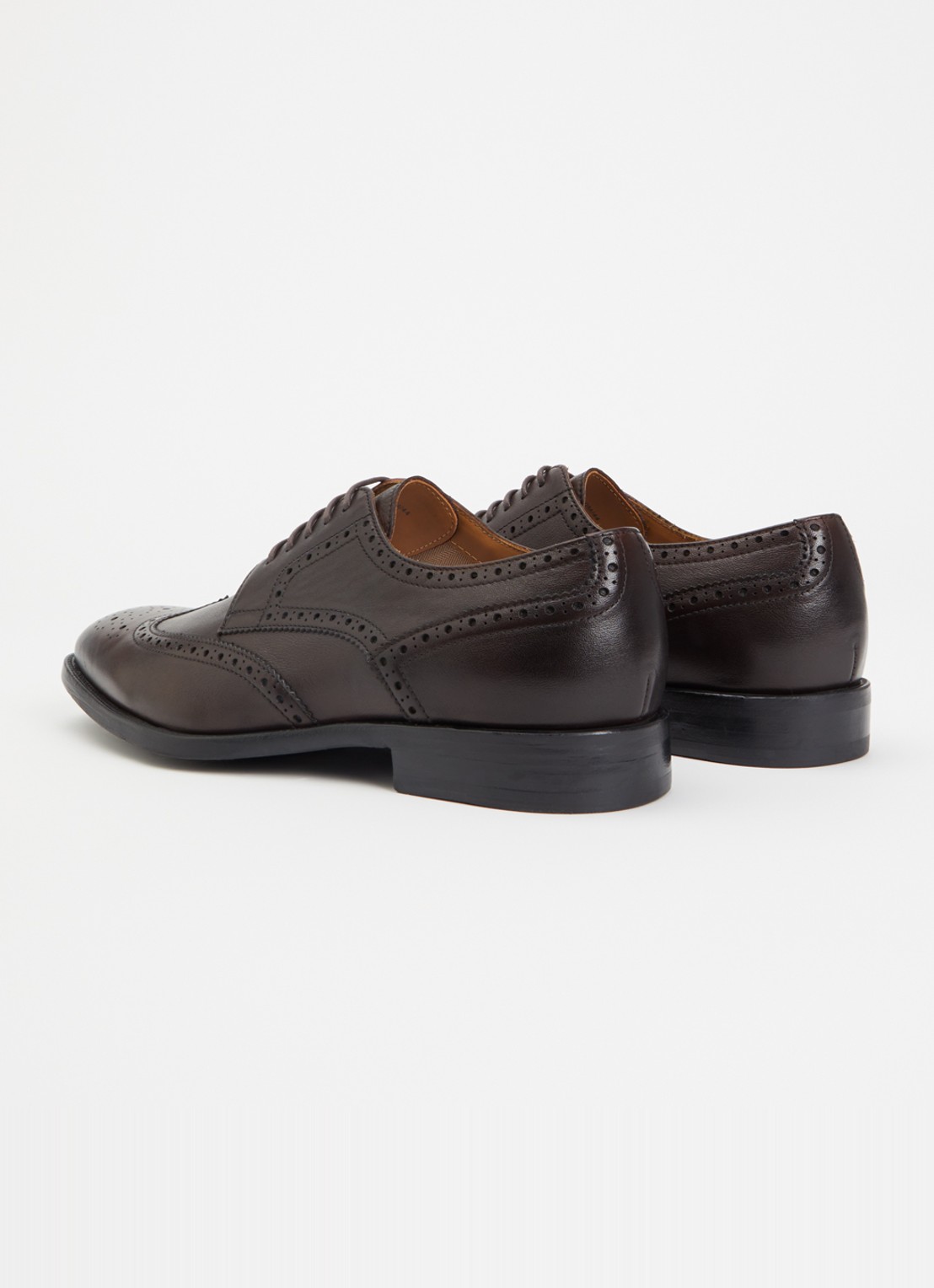 Dune London Sunni Wide Fit brogue van leer  - achterkant donkerbruin