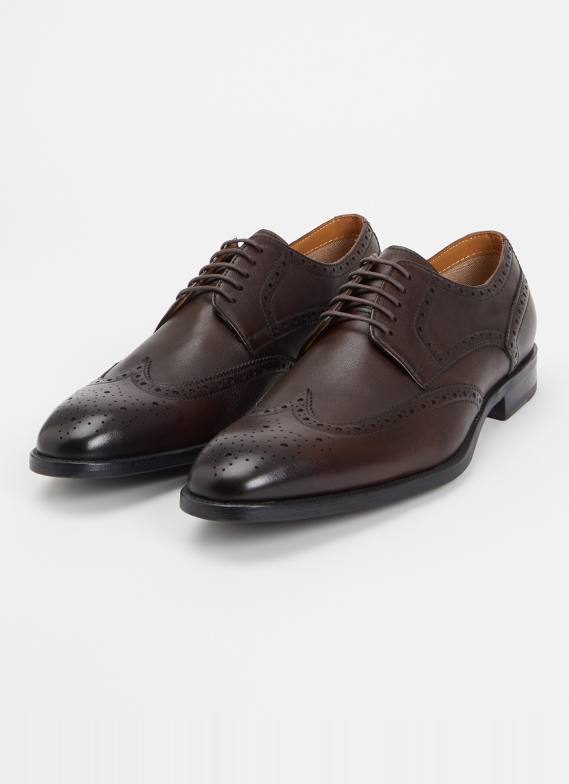 Dune London Sunni Wide Fit brogue van leer  - detail 3 donkerbruin