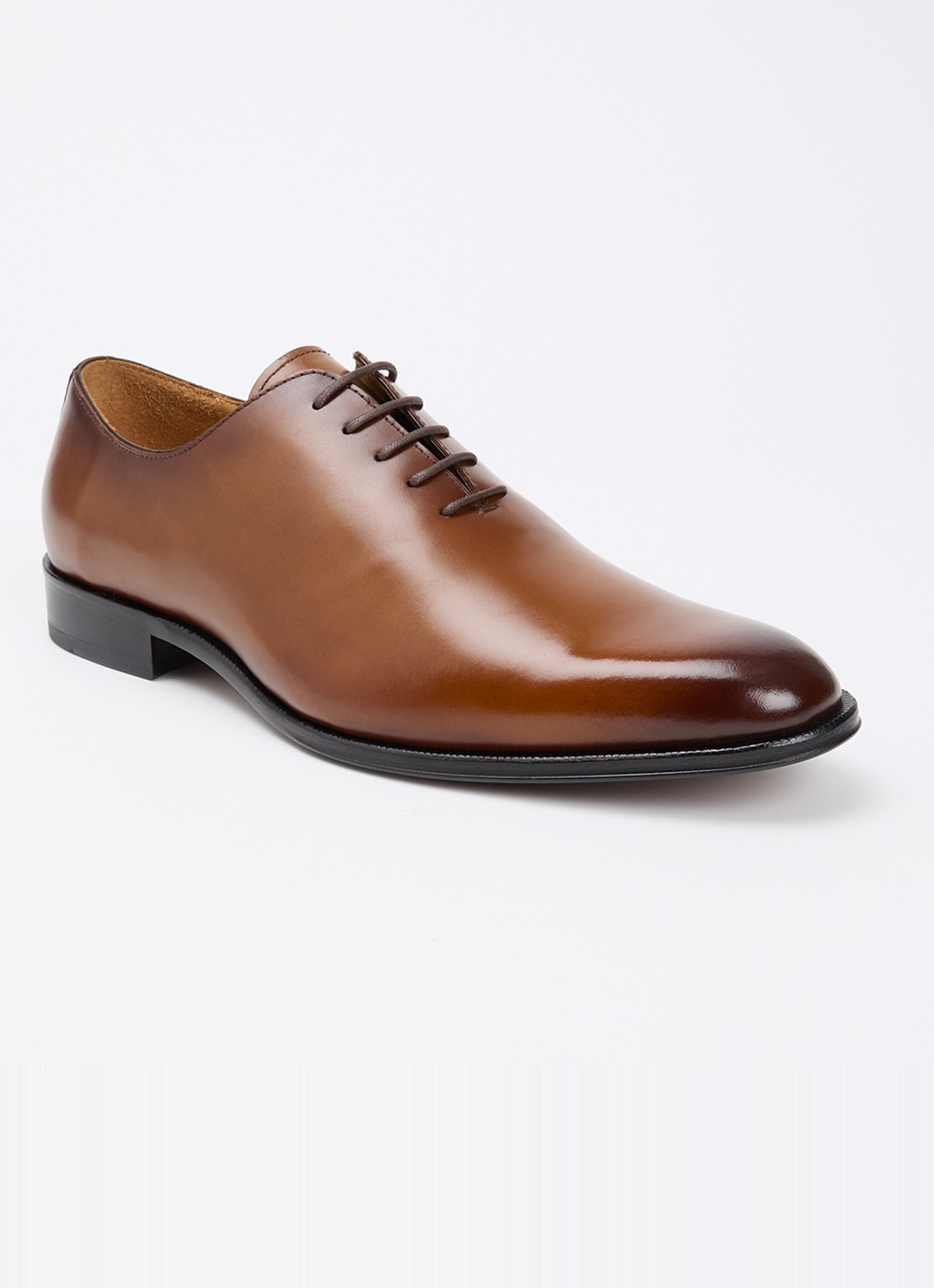Dune London Sylvester veterschoen van leer - voorkant 4 hazelnootbruin