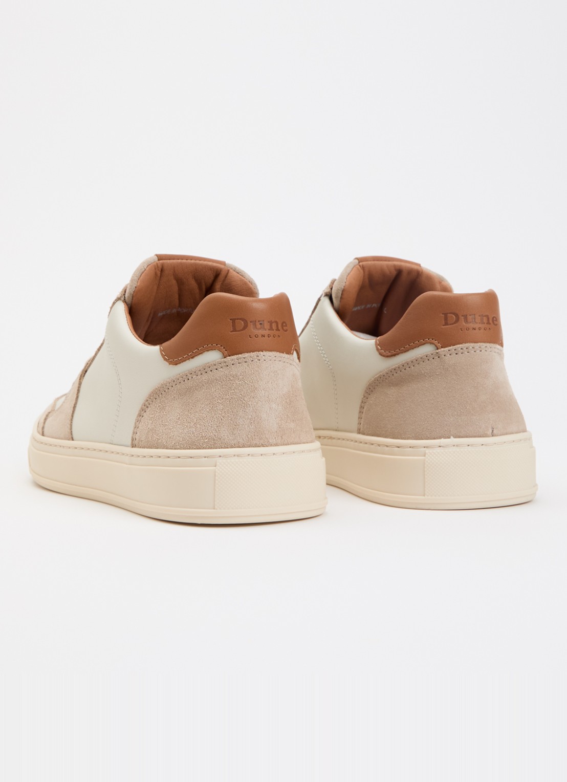 Dune London Tawly sneaker van leer met details van suède - achterkant beige