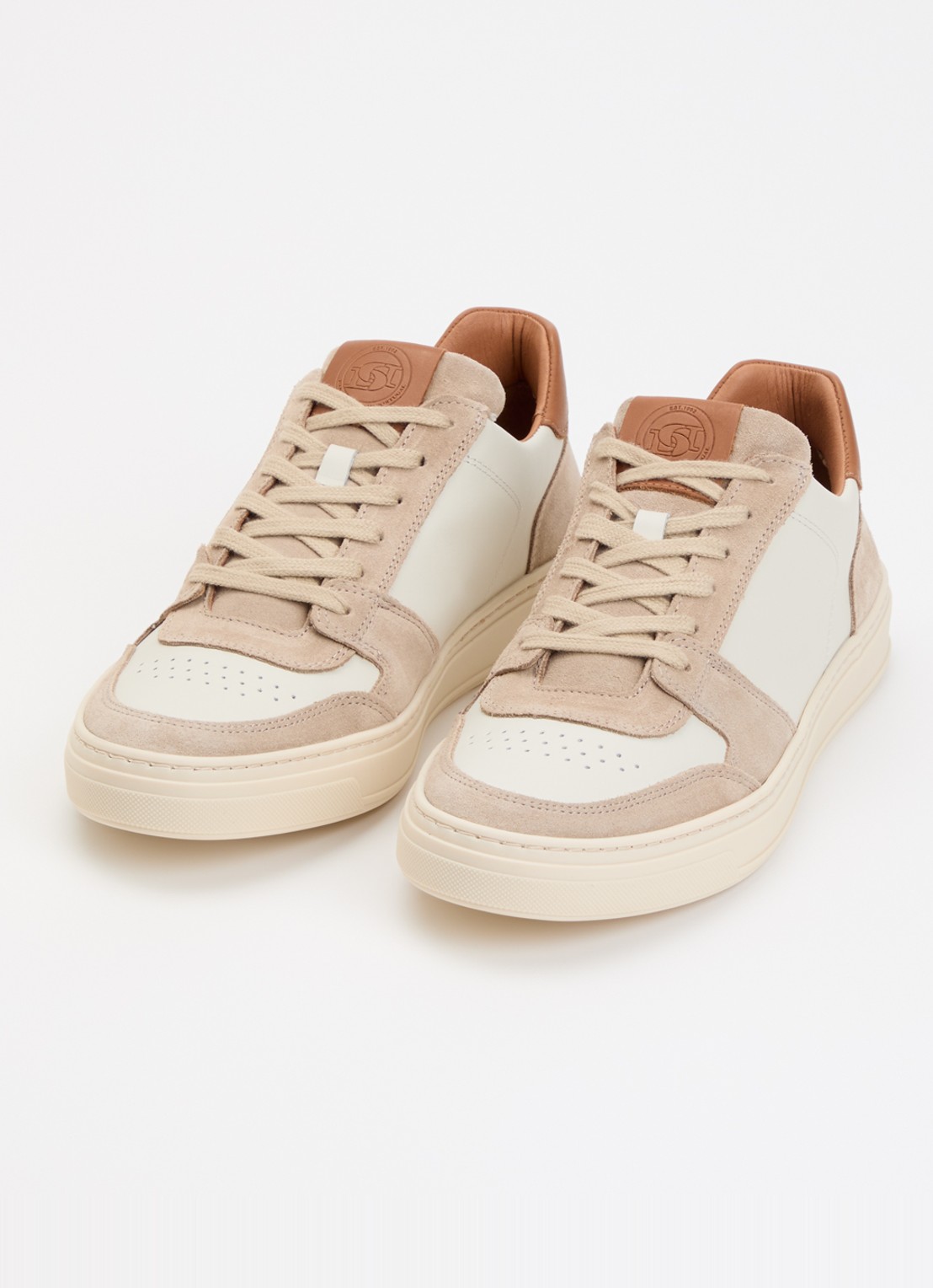 Dune London Tawly sneaker van leer met details van suède - detail 2 beige