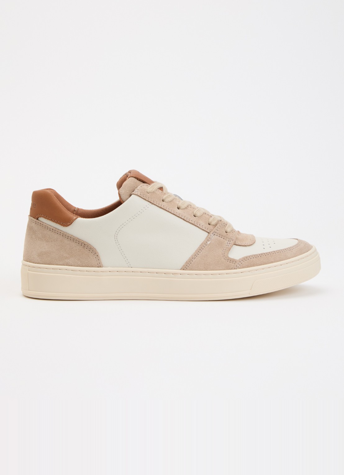Dune London Tawly sneaker van leer met details van suède - voorkant 5 beige