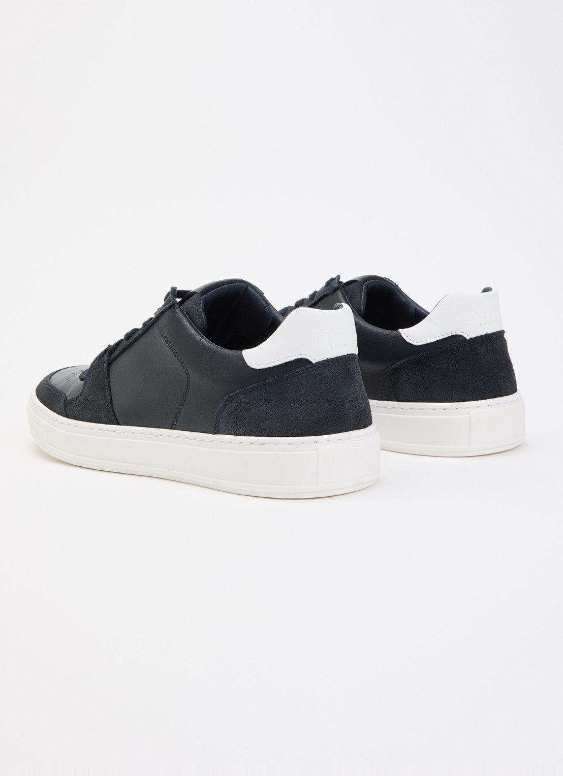 Dune London Tawly sneaker van leer met details van suède - achterkant donkerblauw