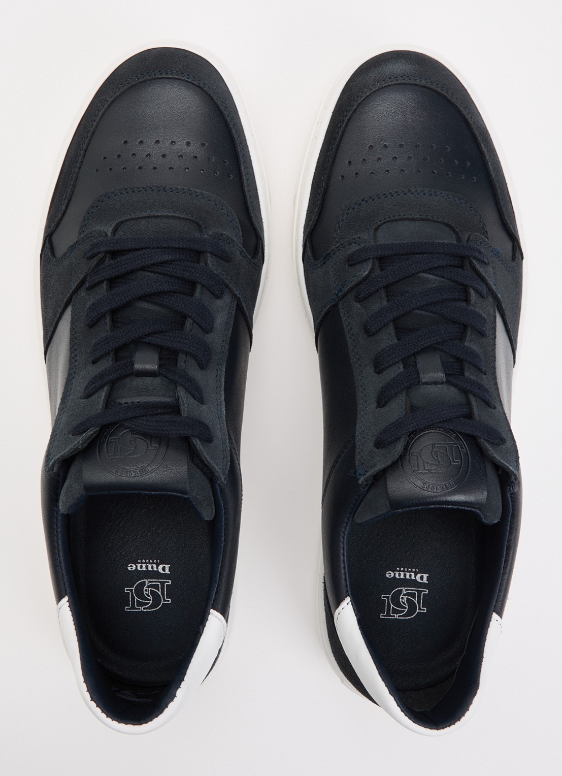 Dune London Tawly sneaker van leer met details van suède - detail 3 donkerblauw