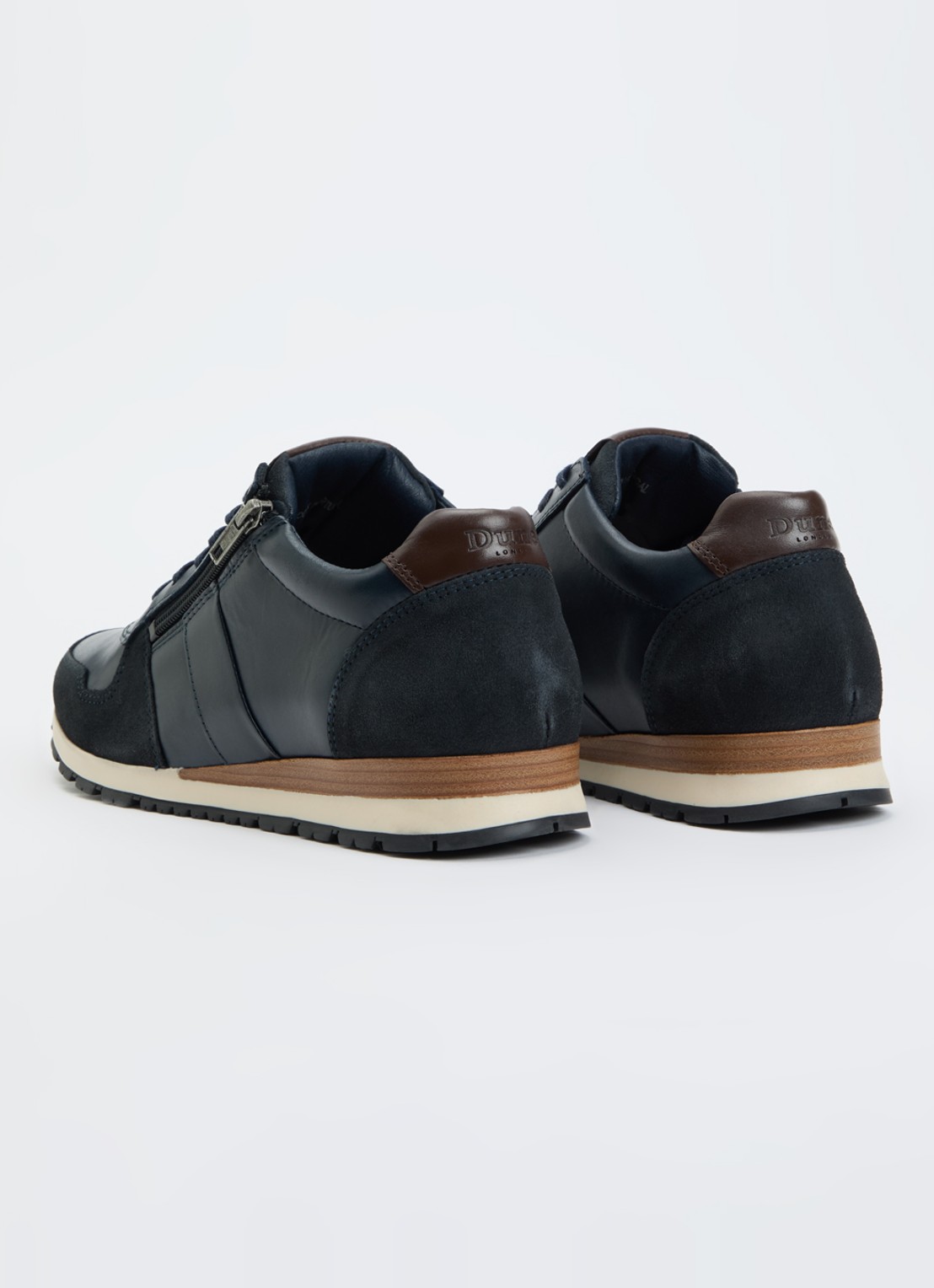 Dune London Thame sneaker van leer met ritsdetail  - achterkant 5 donkerblauw