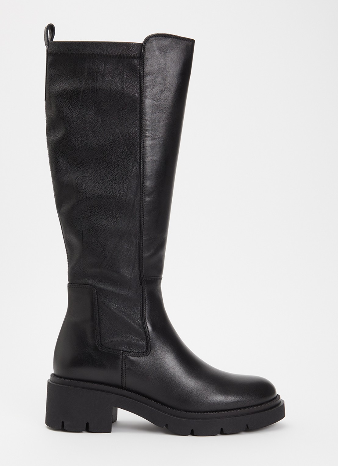 Dune London Toni bikerboot van leer - voorkant 3 zwart