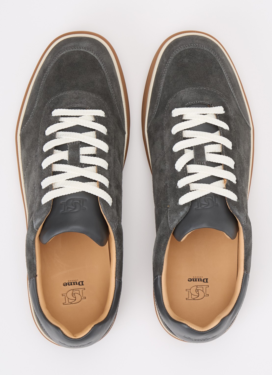 Dune London Tony sneaker van suède - detail 3 donkergrijs