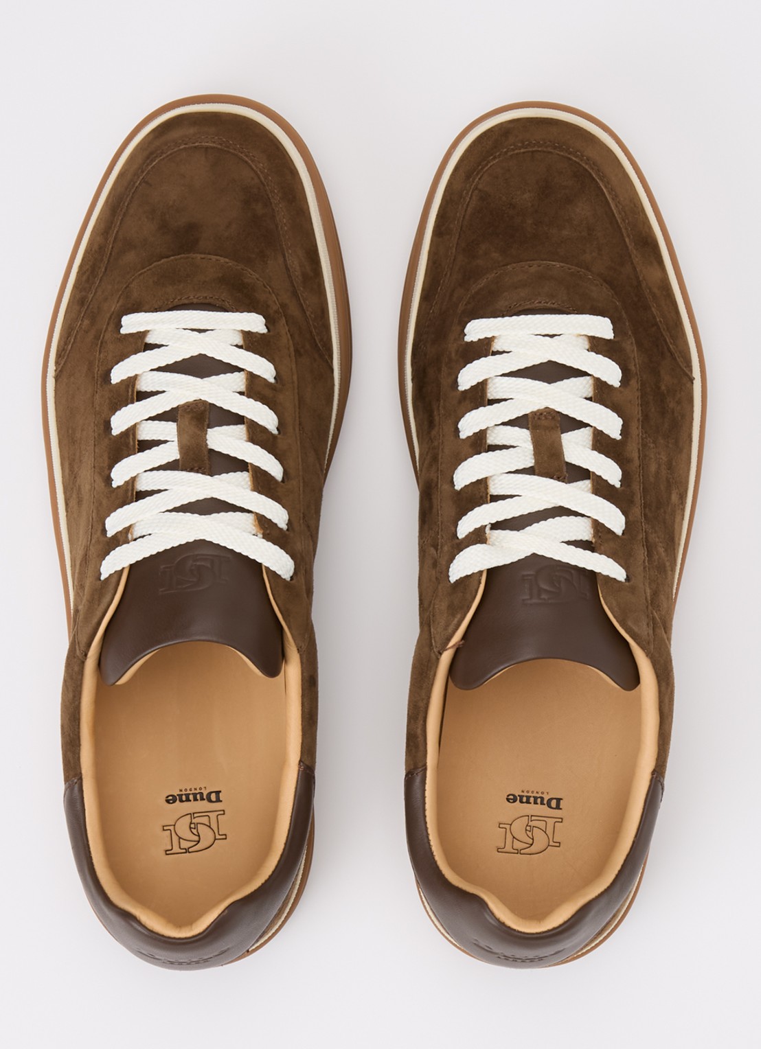 Dune London Tony sneaker van suède - detail 2 bruin