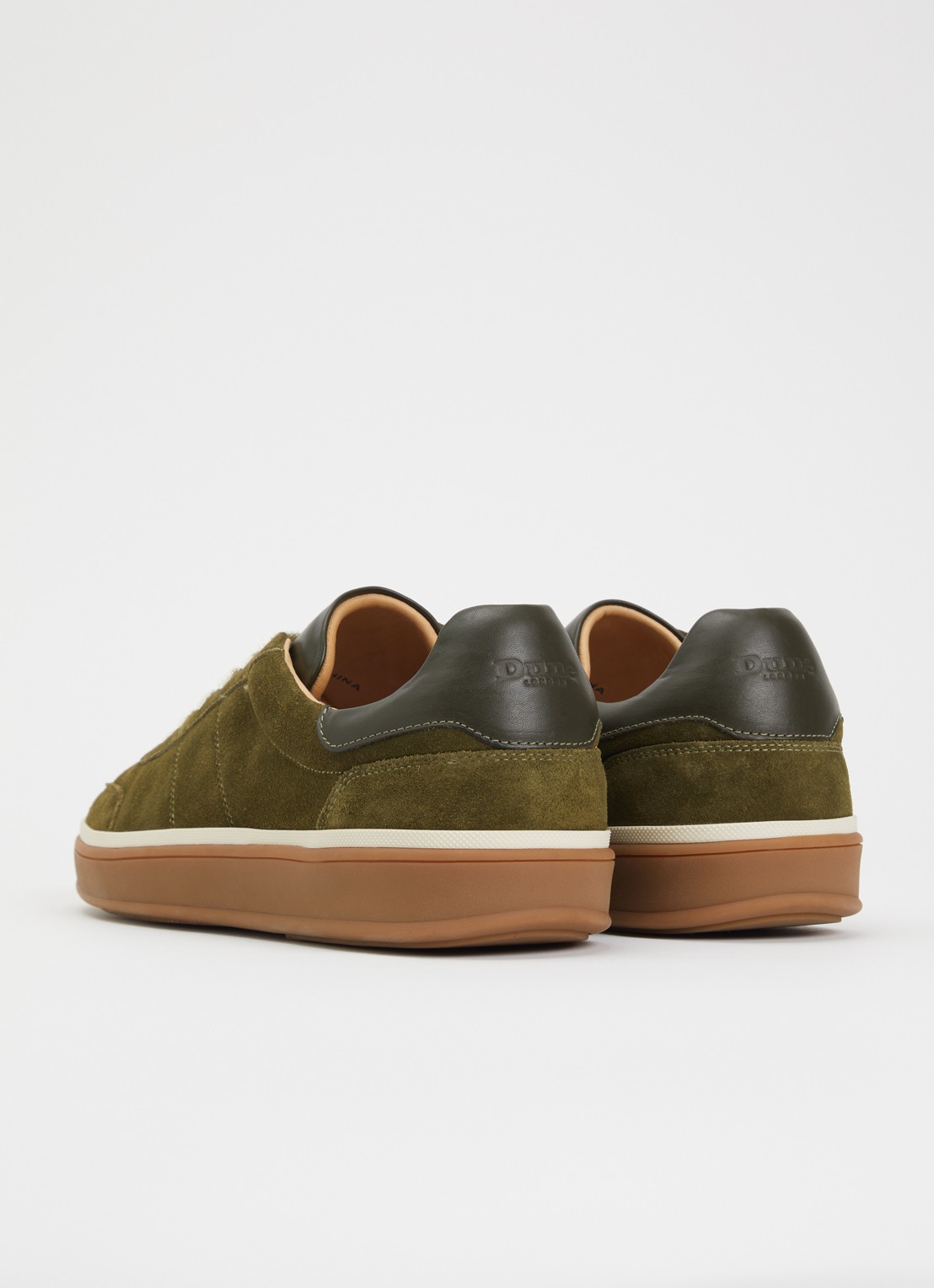 Dune London Tony sneaker van suède - achterkant legergroen