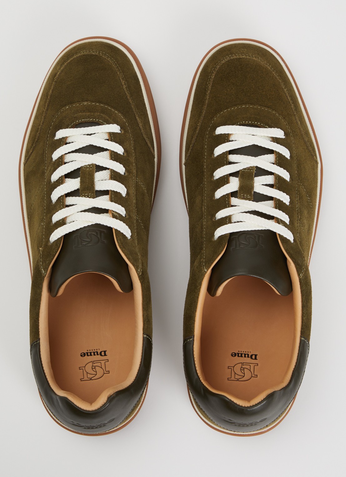 Dune London Tony sneaker van suède - detail 4 legergroen