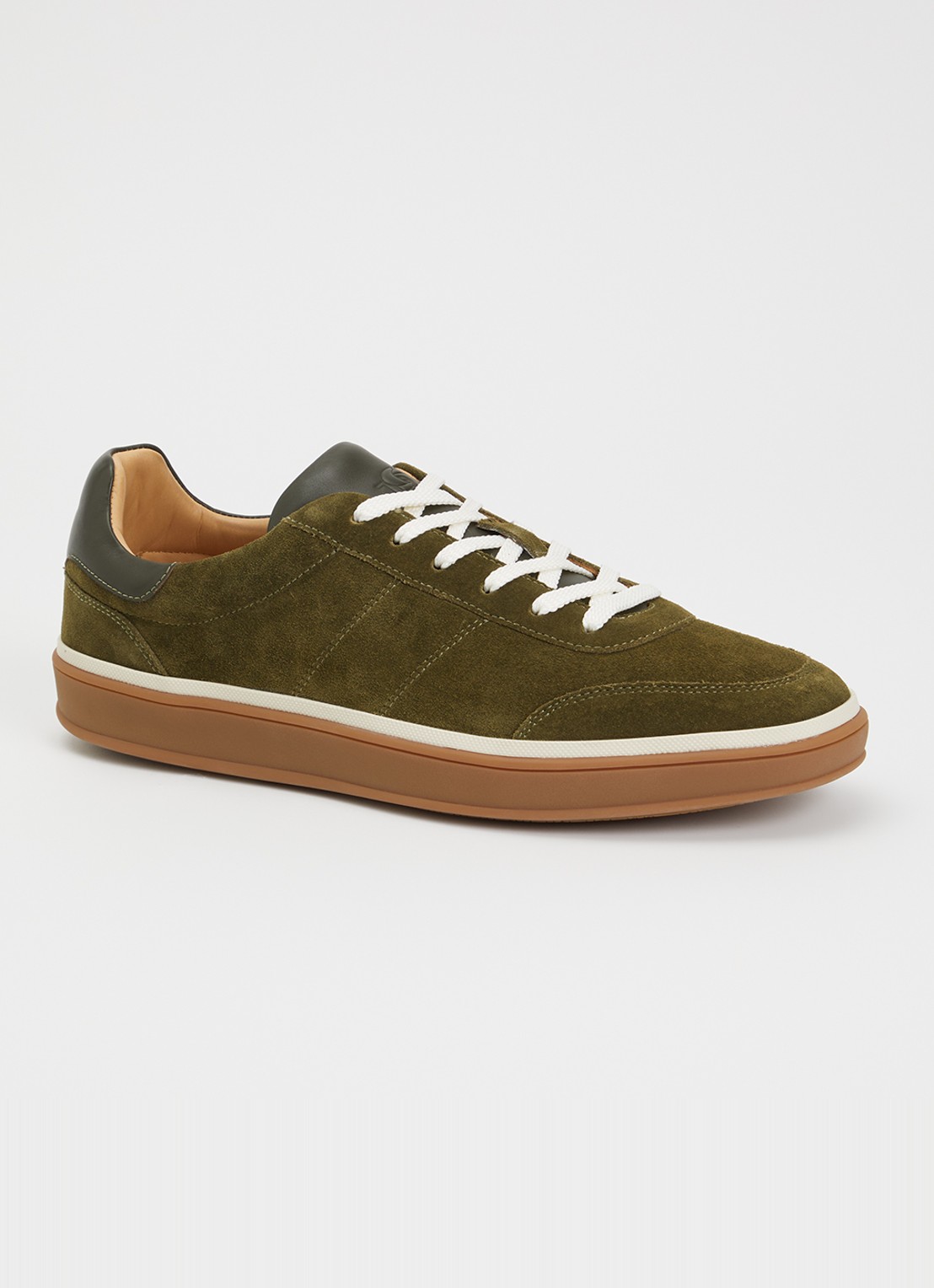Dune London Tony sneaker van suède - voorkant 2 legergroen