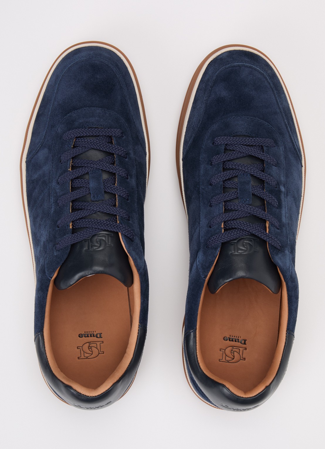 Dune London Tony sneaker van suède - detail 4 donkerblauw