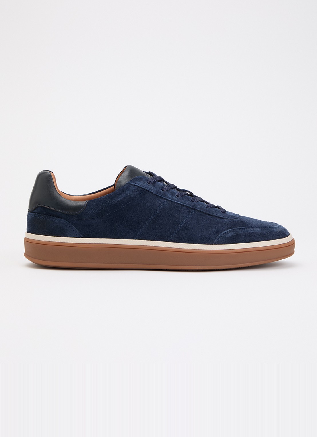 Dune London Tony sneaker van suède - voorkant donkerblauw