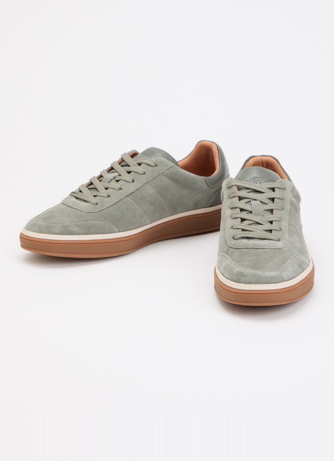Dune London Tony sneaker van suède - detail 2 olijfgroen
