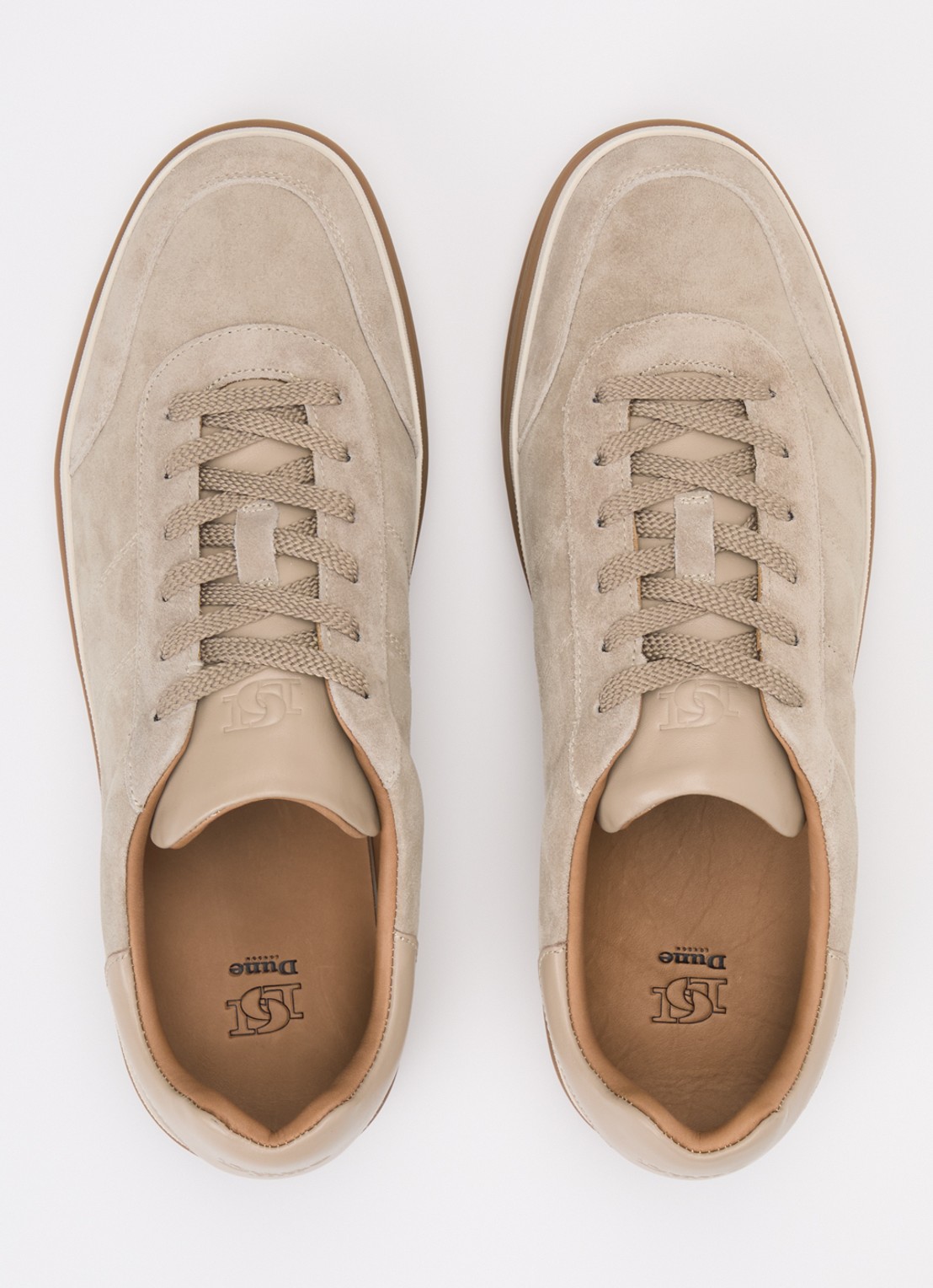 Dune London Tony sneaker van suède - detail 4 donkerbeige
