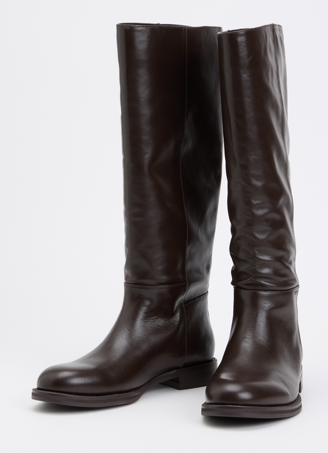 Dune London Tova laars van leer met logo - detail donkerbruin