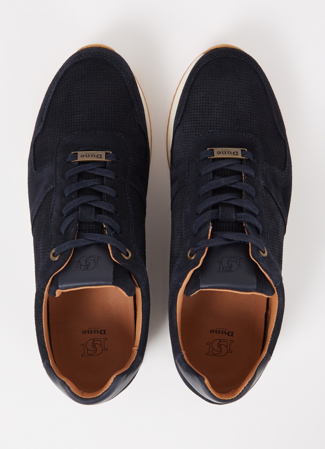 Dune London Trilogy sneaker van leer - detail 3 donkerblauw