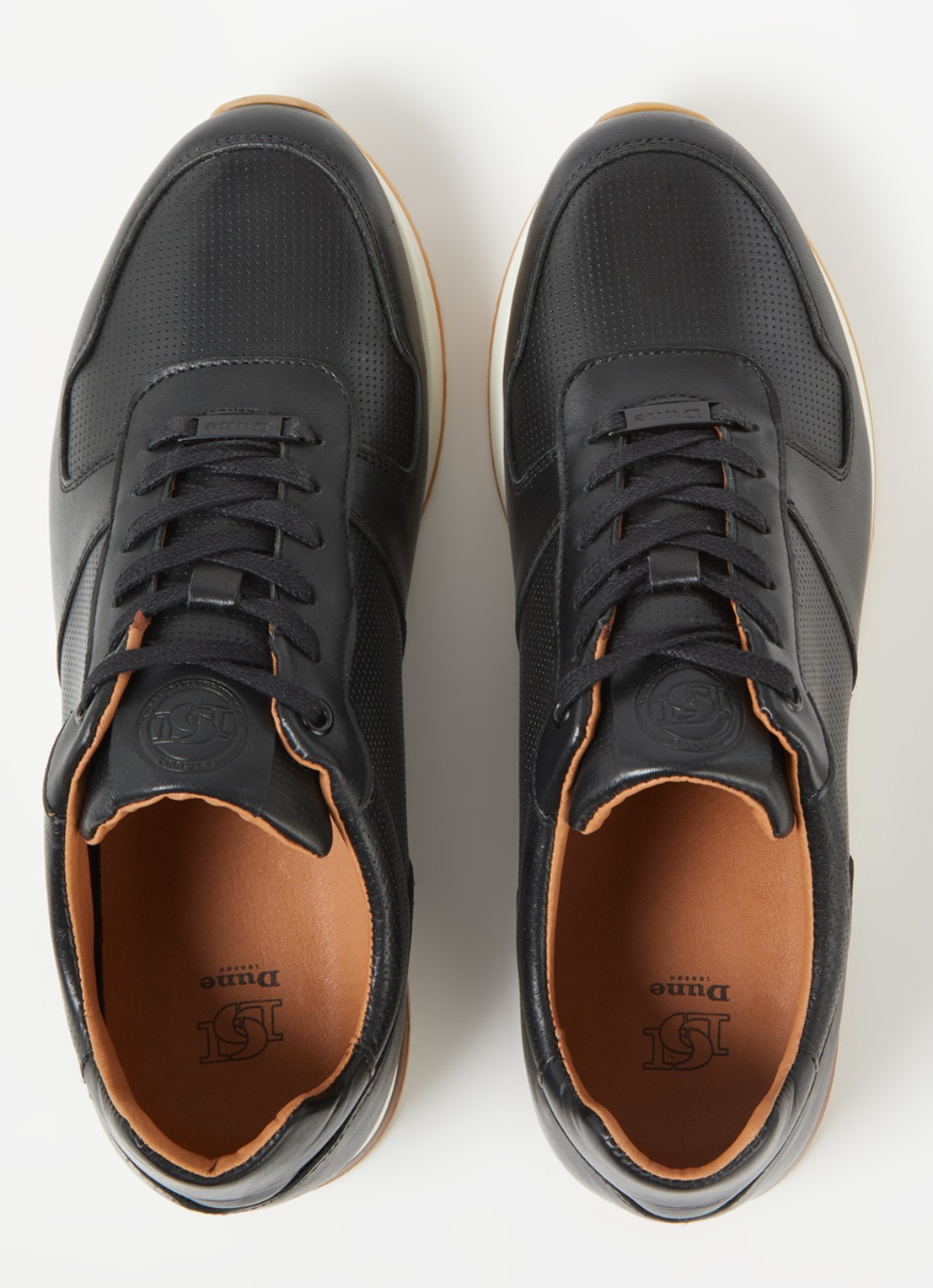 Dune London Trilogy sneaker van leer - detail 2 zwart