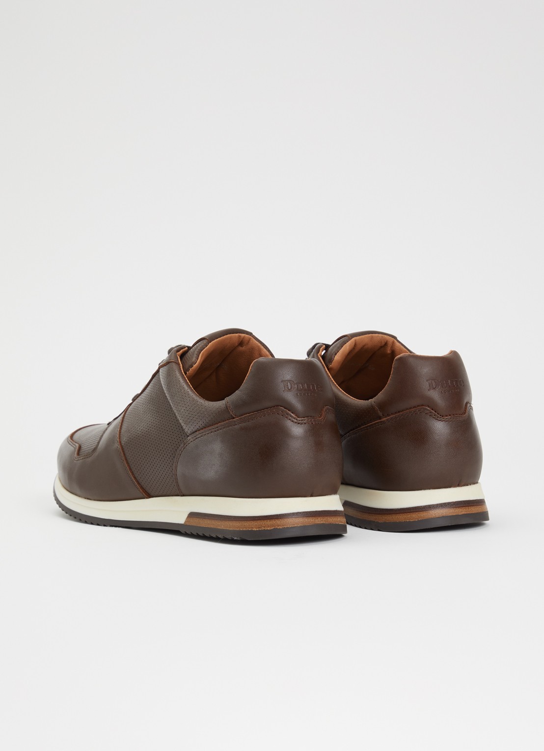 Dune London Trilogy sneaker van leer - achterkant donkerbruin