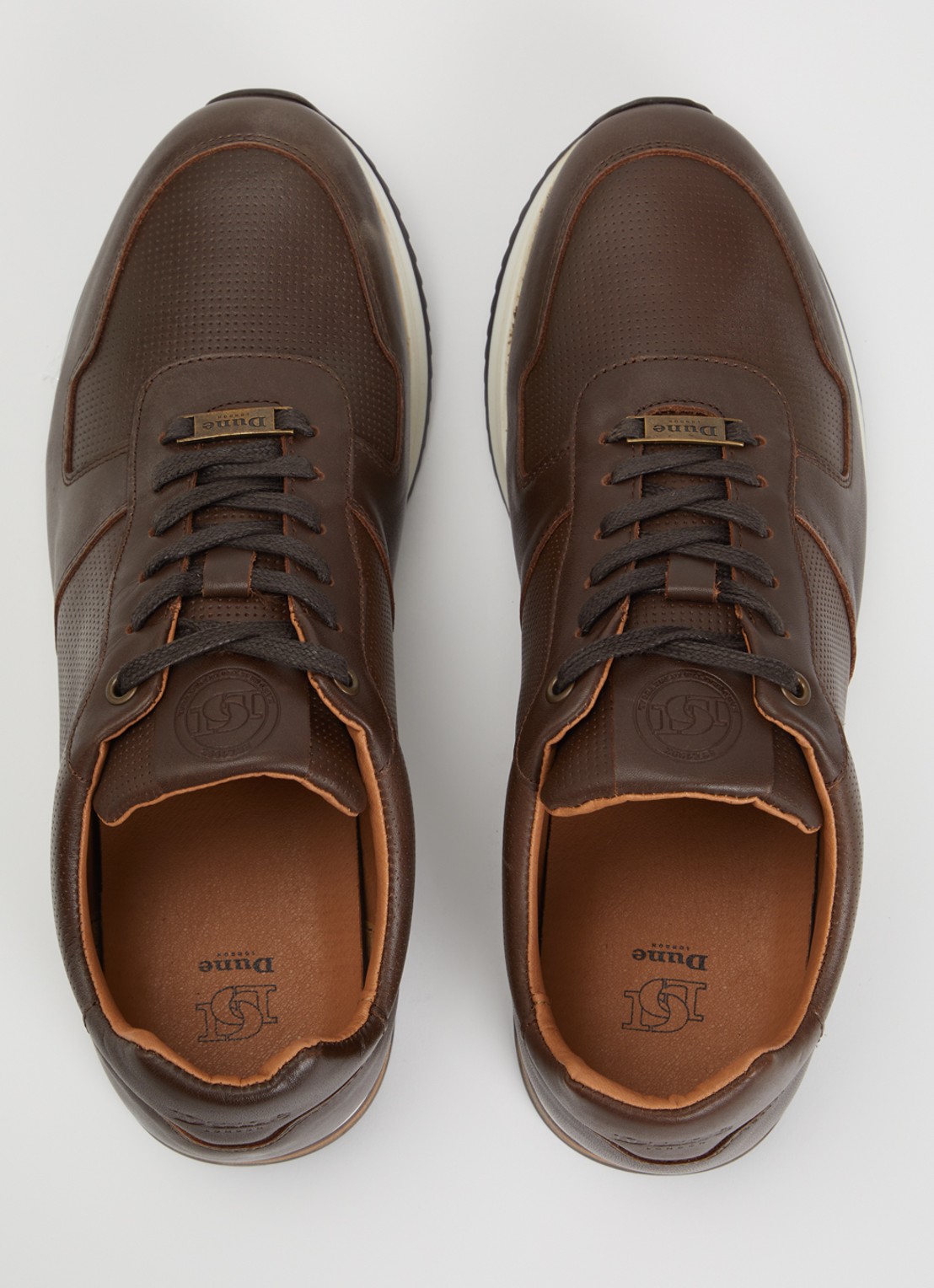 Dune London Trilogy sneaker van leer - detail 4 donkerbruin