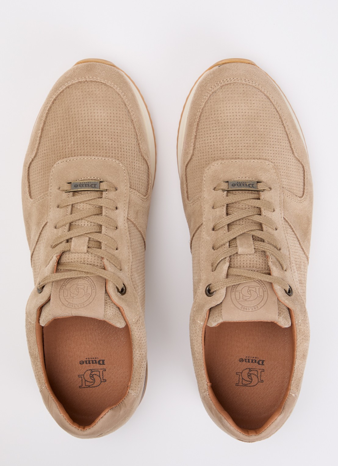 Dune London Trilogy sneaker van leer - detail 4 zand