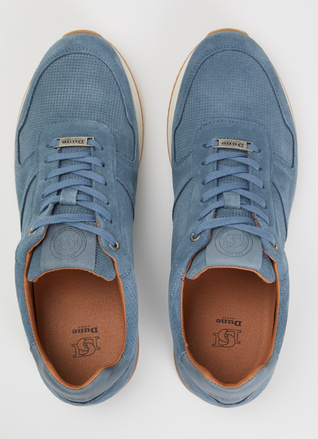 Dune London Trilogy sneaker van leer - detail 2 blauw