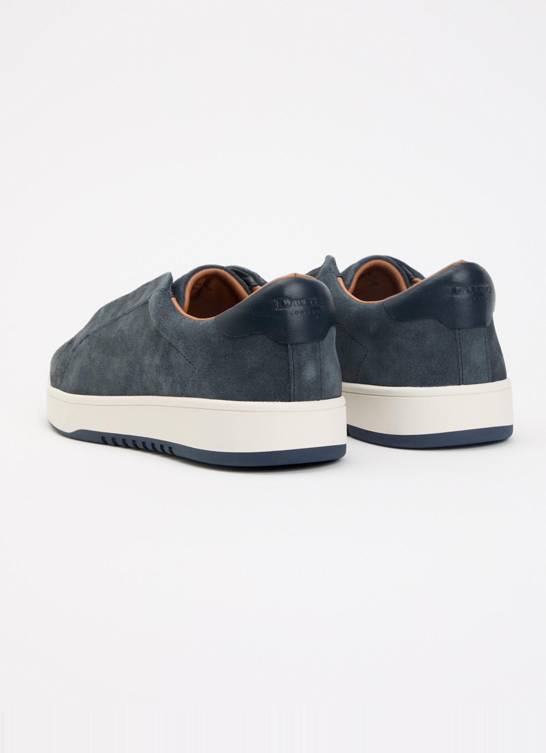 Dune London Troys sneaker van leer - achterkant 5 staalblauw