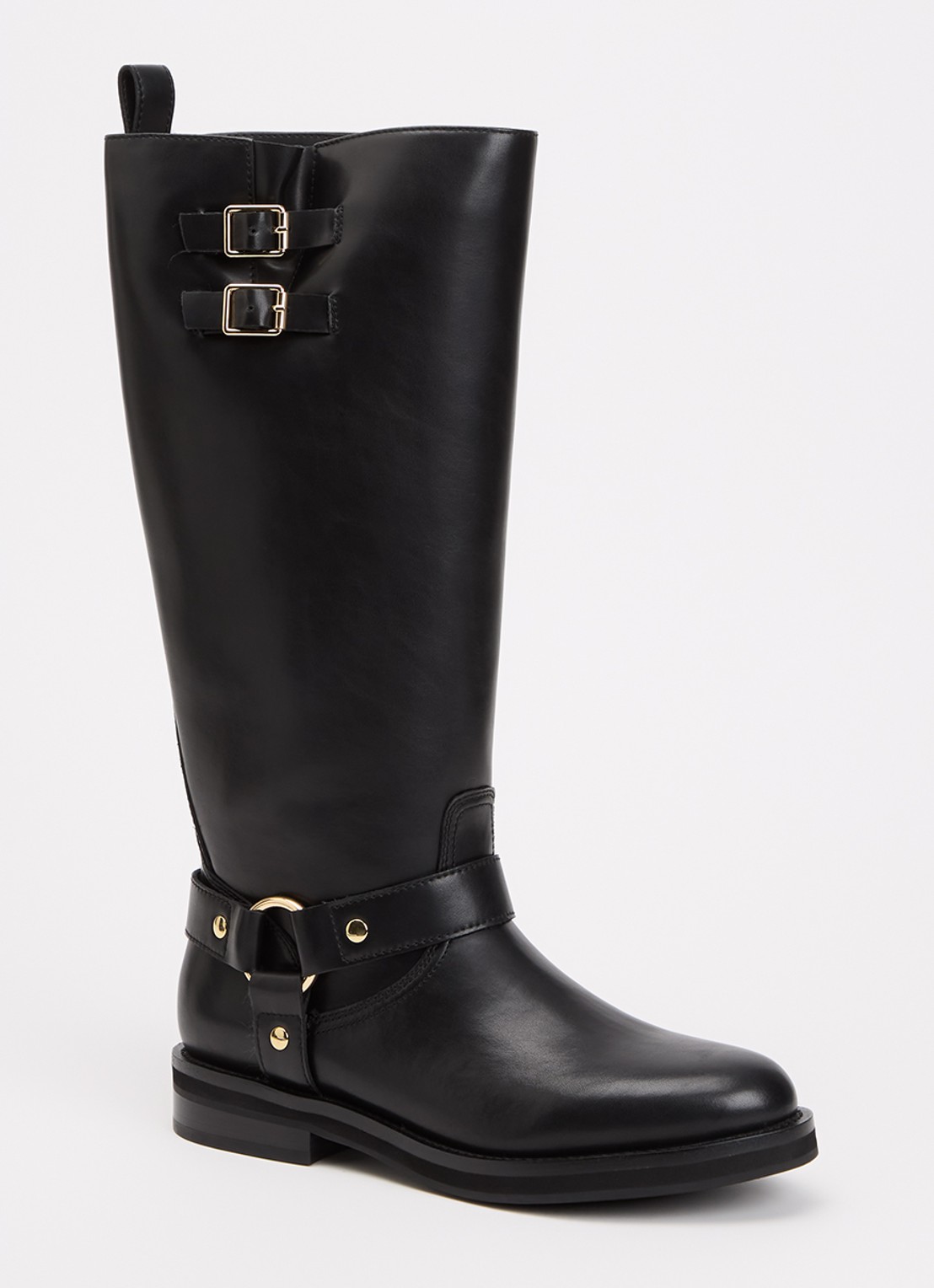 Dune London Truely laars van leer - voorkant 2 zwart