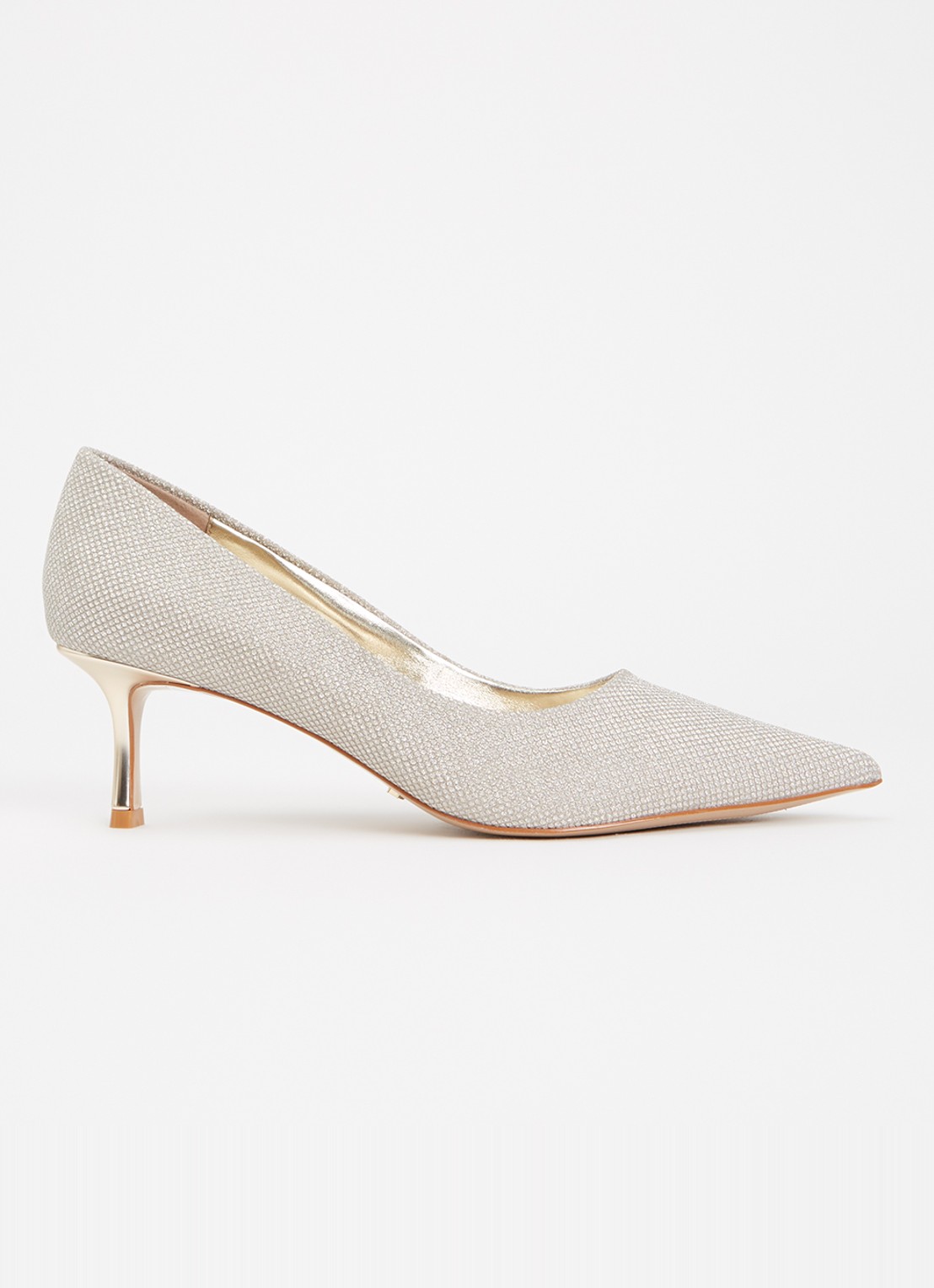 Dune London Wide Fit Achievable pump met glitter - voorkant goud