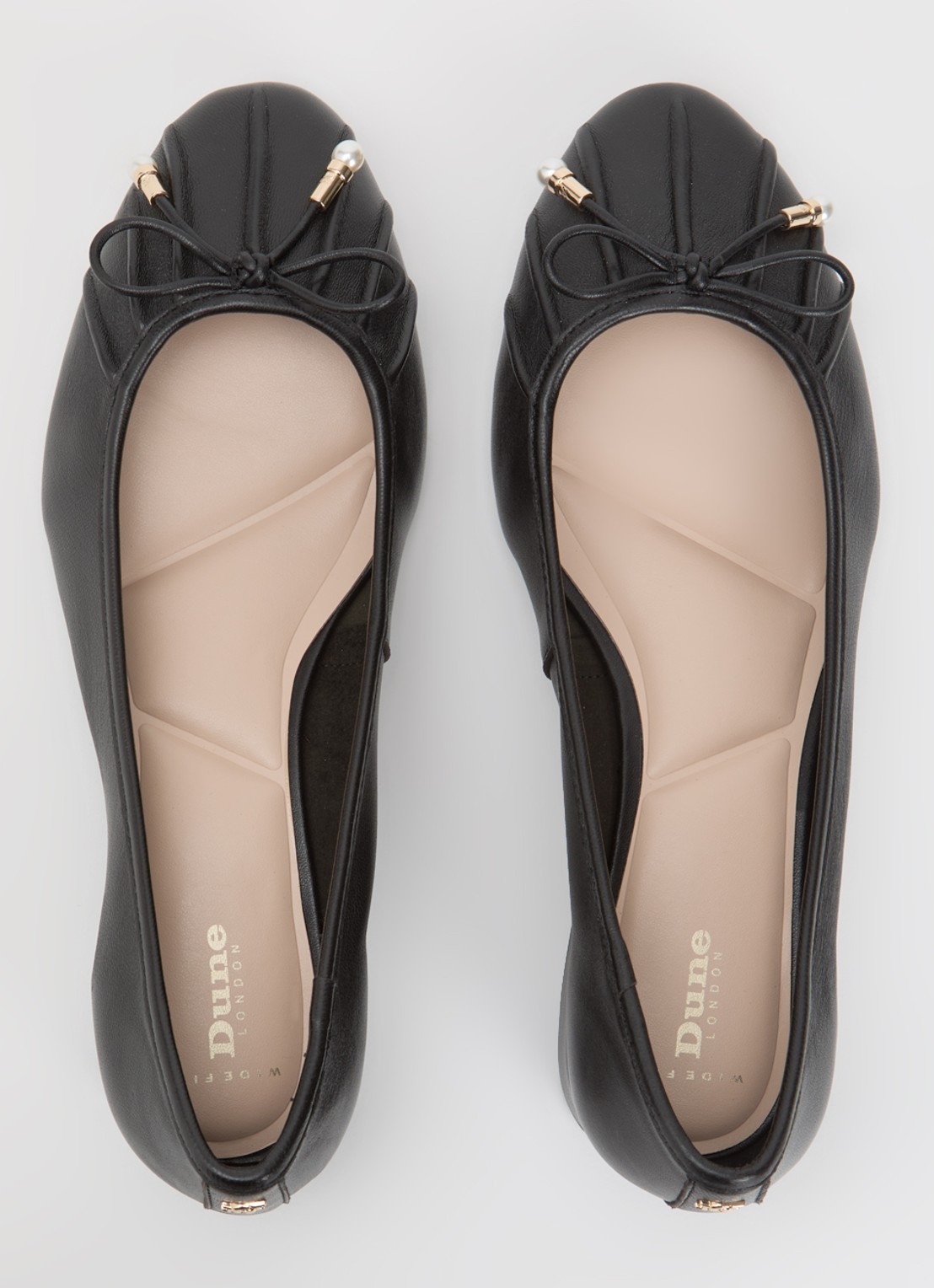 Dune London Wide Fit Amazing ballerina van leer - detail 3 zwart