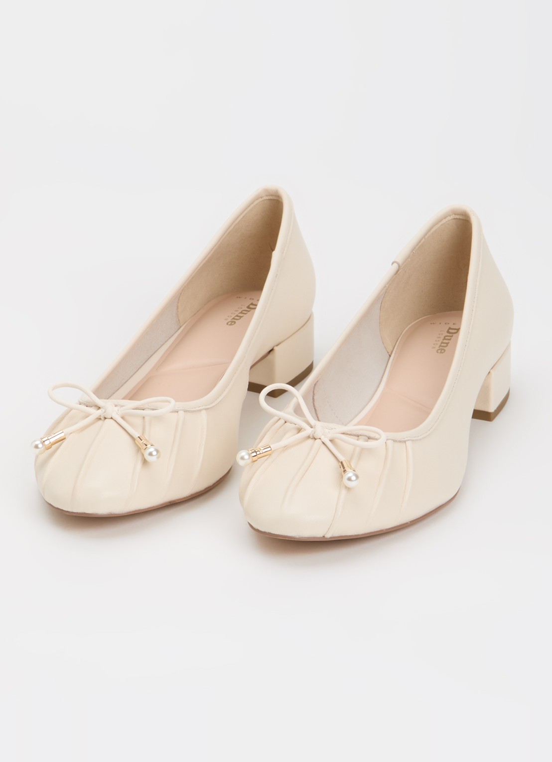 Dune London Wide Fit Amazing ballerina van leer - detail 2 creme