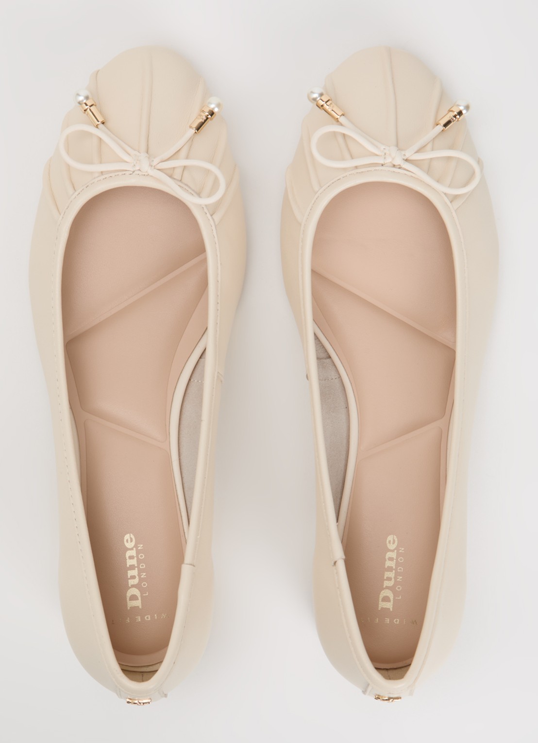 Dune London Wide Fit Amazing ballerina van leer - detail 3 creme