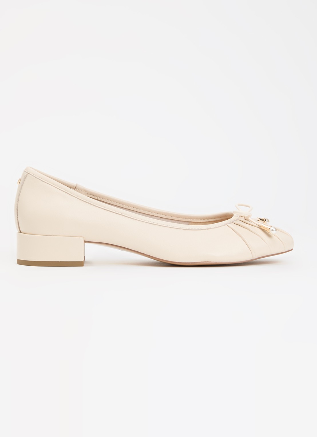 Dune London Wide Fit Amazing ballerina van leer - voorkant 5 creme