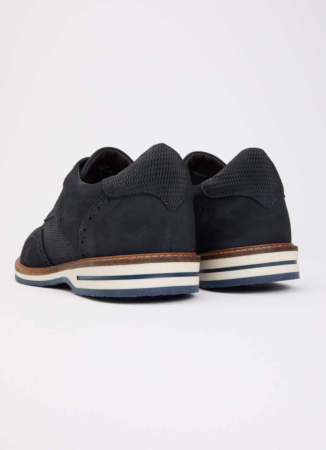 Dune London Wide Fit Barkings brogue van leer - achterkant 5 donkerblauw