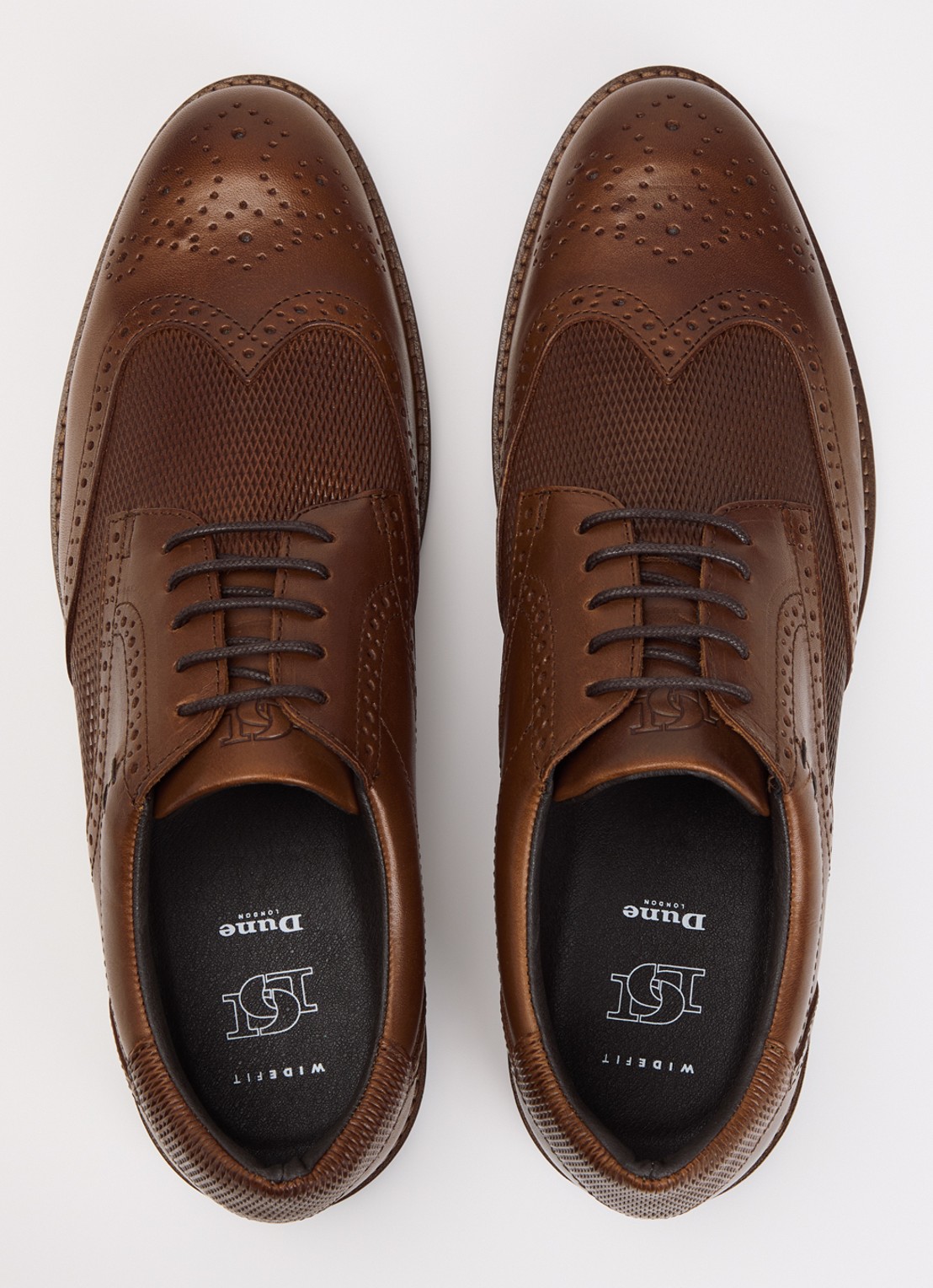 Dune London Wide Fit Barkings brogue van leer - detail 3 bruin