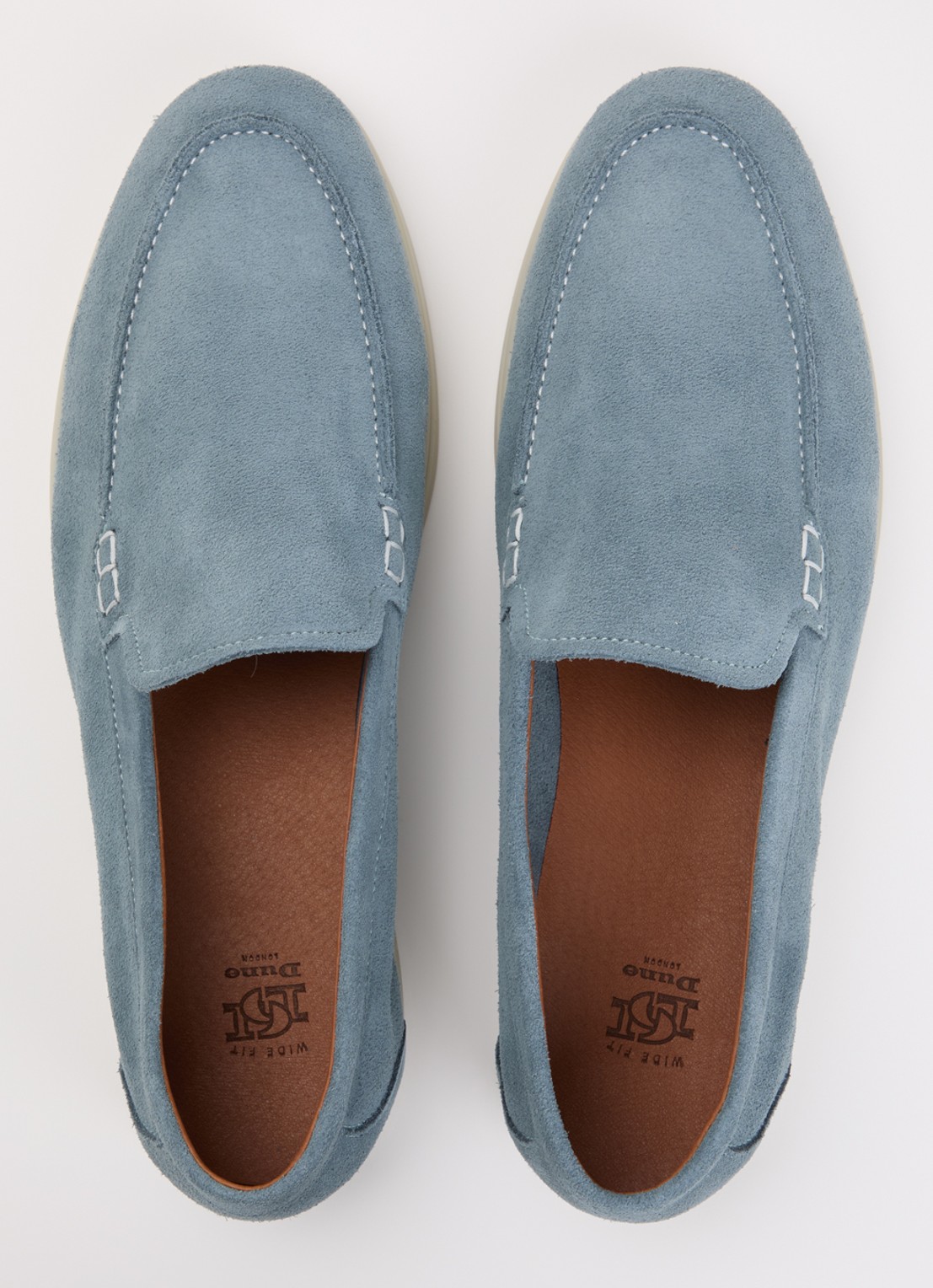 Dune London Wide Fit Boltman slip-on van suède - detail 3 lichtblauw