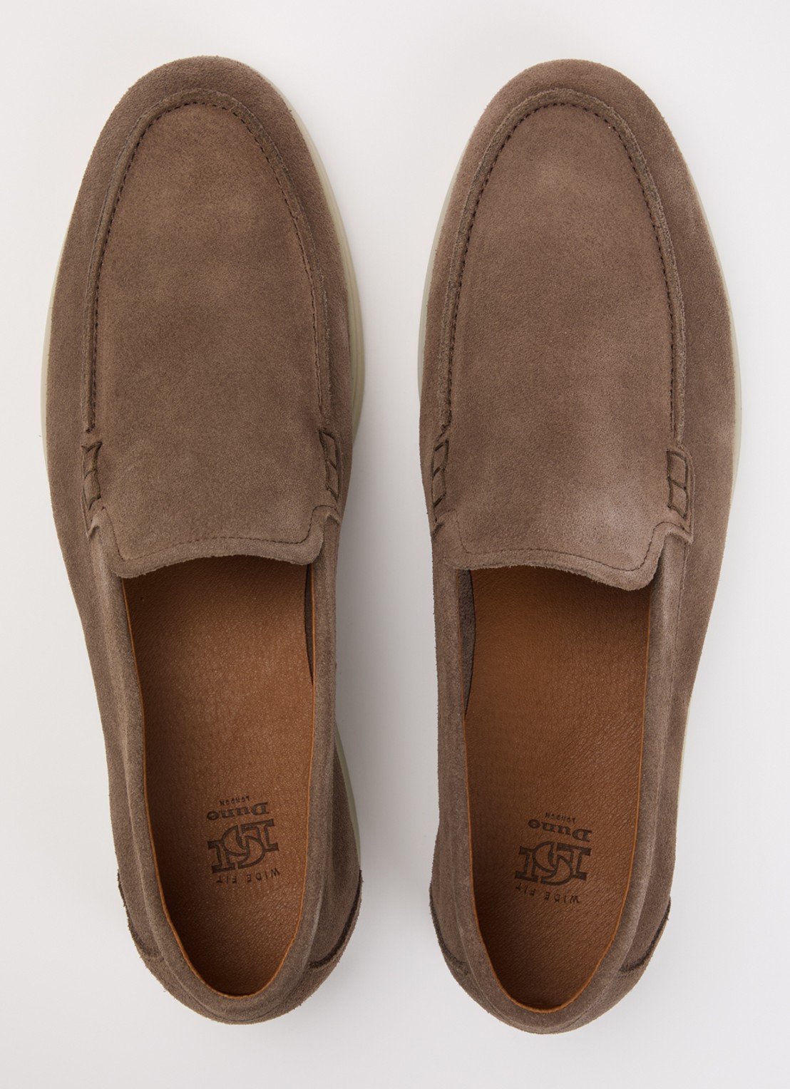 Dune London Wide Fit Boltman slip-on van suède - detail 3 lichtbruin