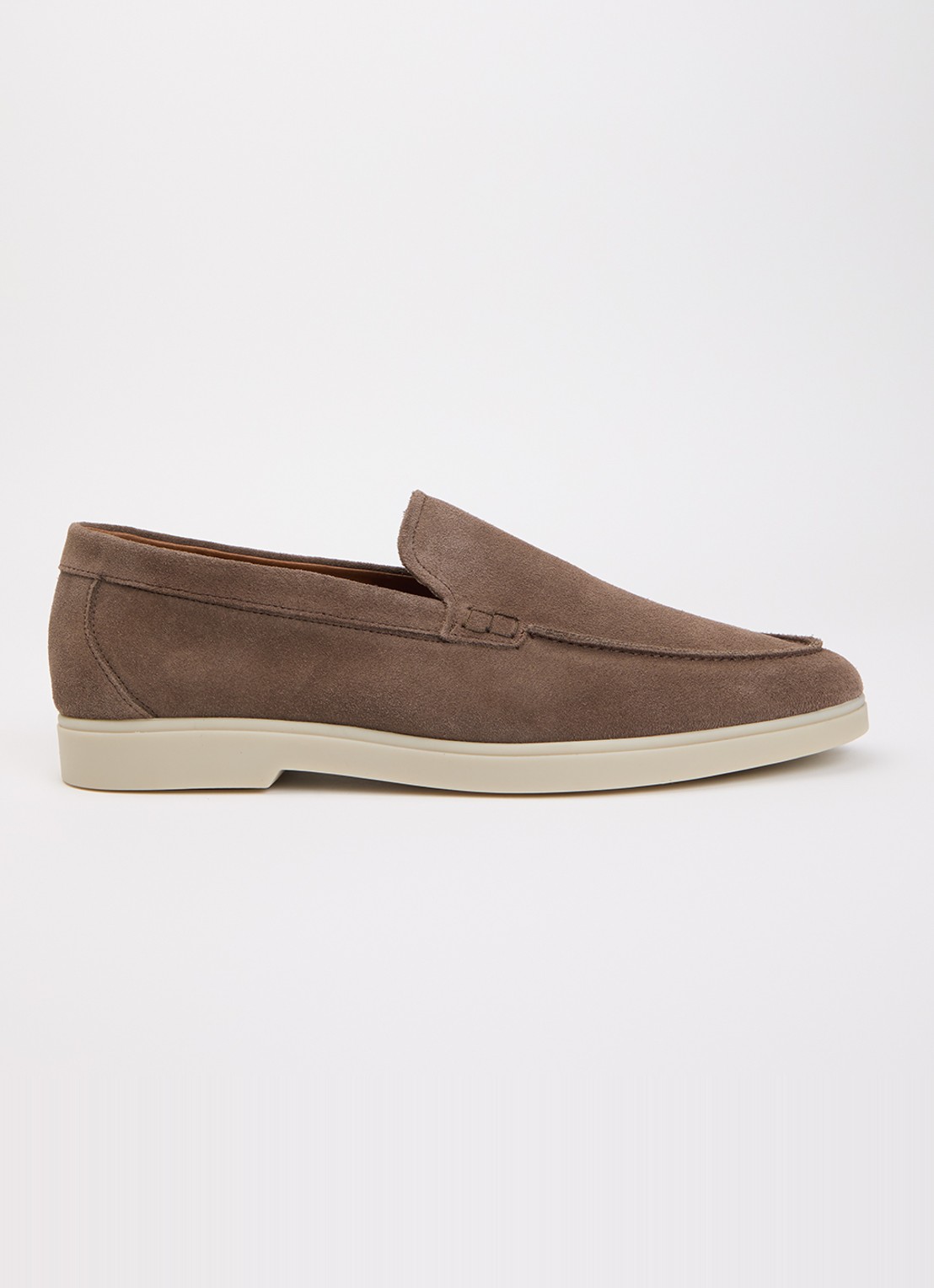 Dune London Wide Fit Boltman slip-on van suède - voorkant 5 lichtbruin
