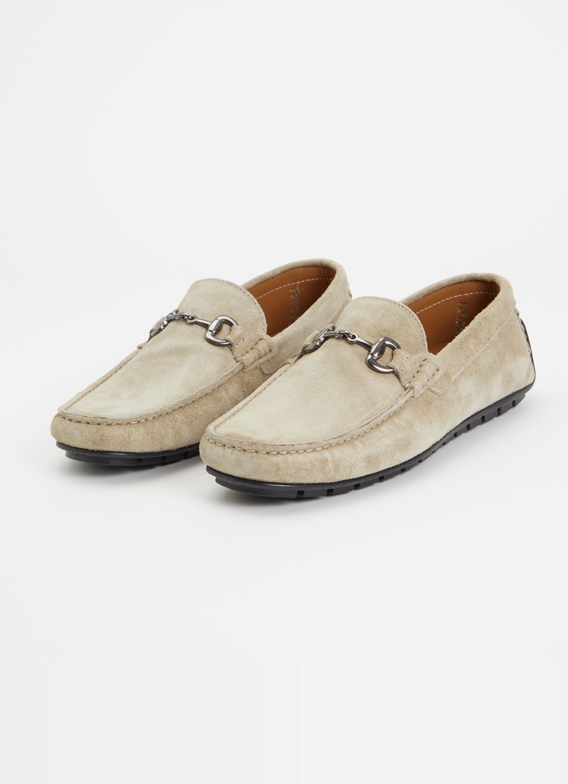 Dune London Wide Fit Brackon mocassin van suède - detail 2 taupe