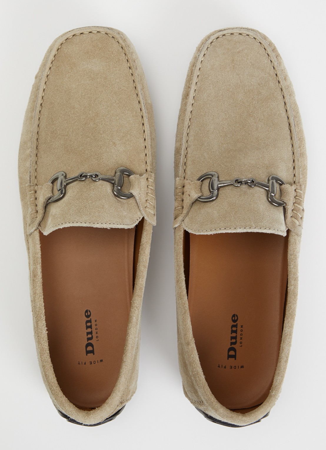 Dune London Wide Fit Brackon mocassin van suède - detail 3 taupe