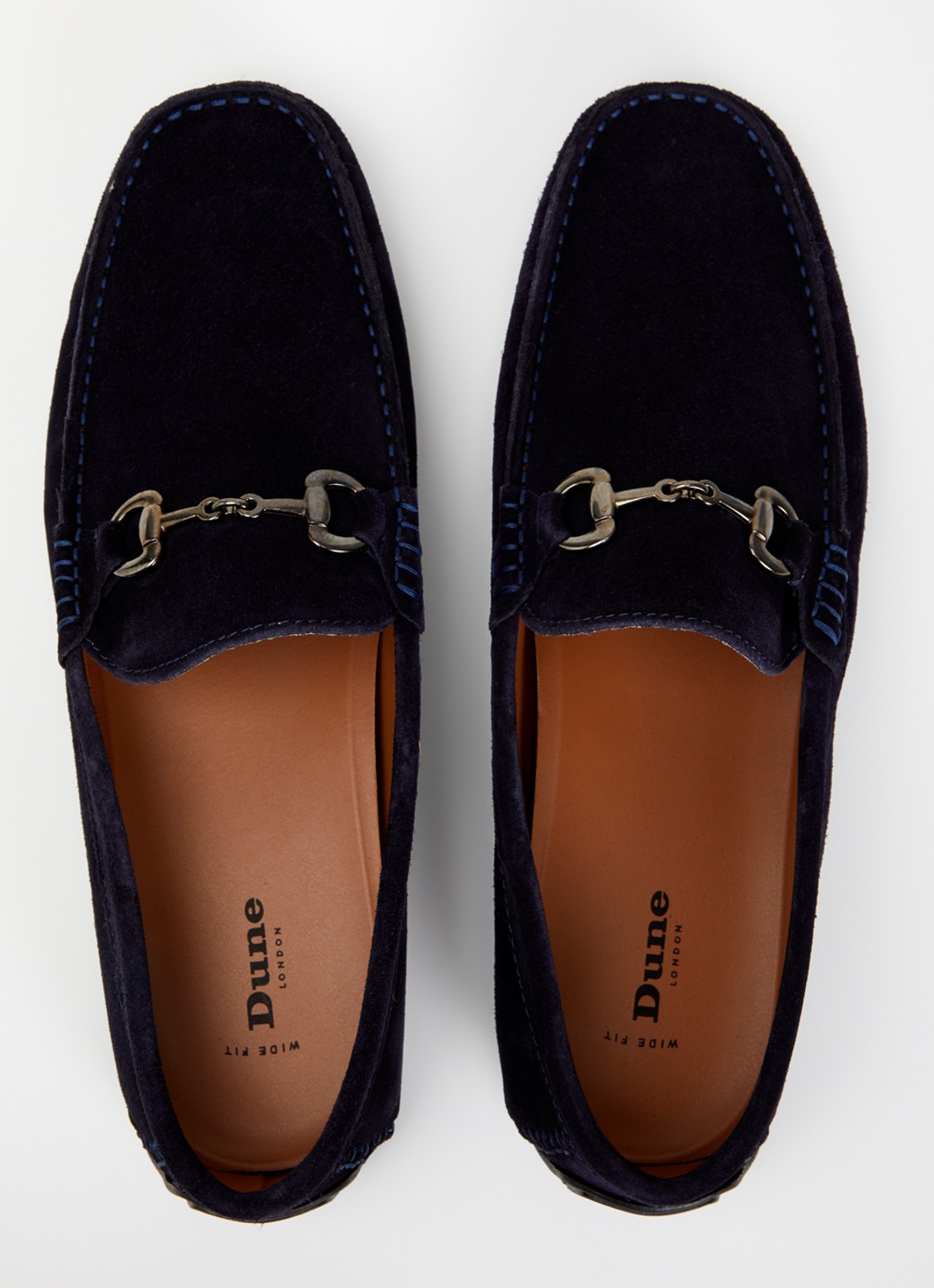 Dune London Wide Fit Brackon mocassin van suède - detail 4 donkerblauw