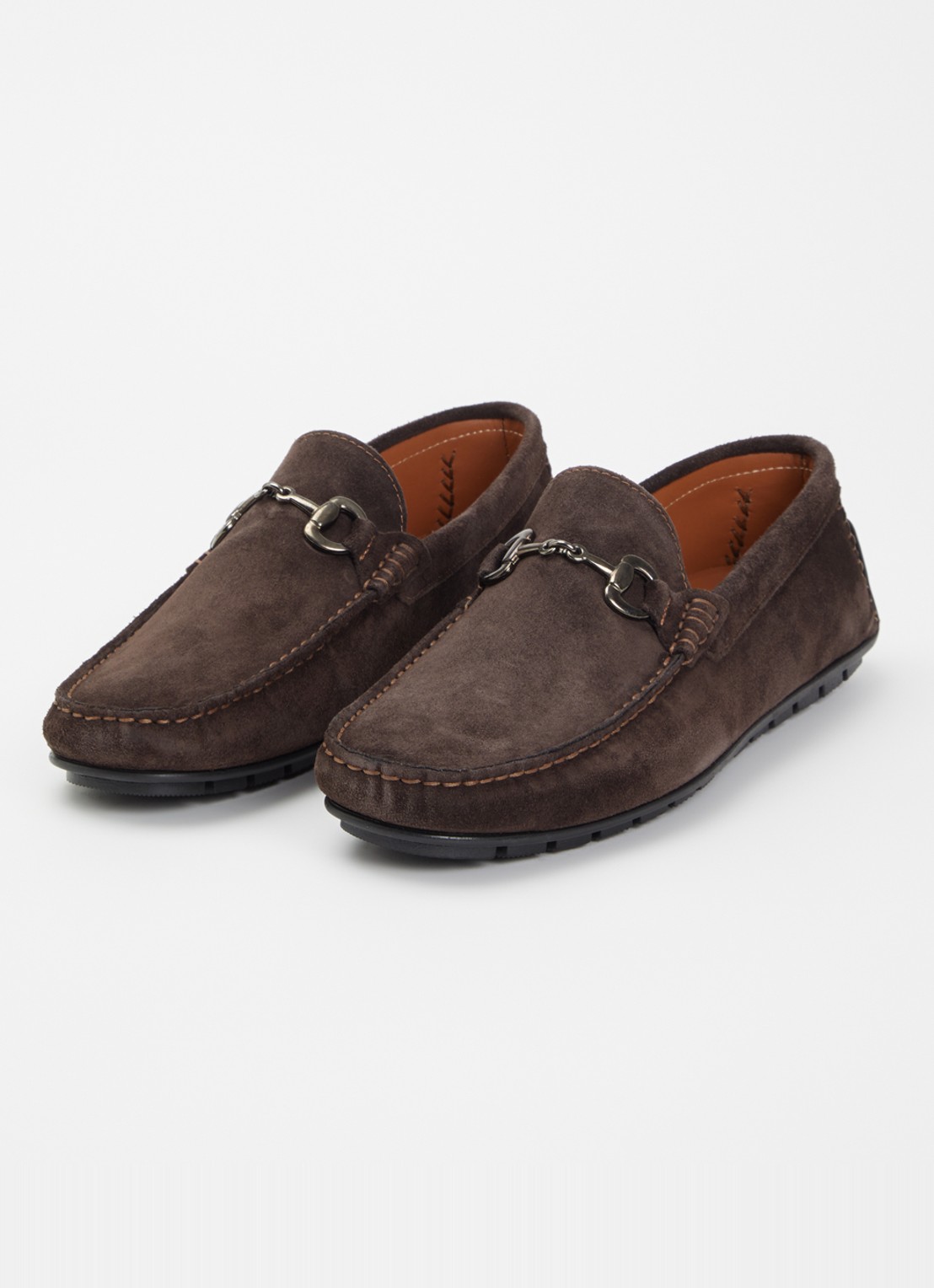 Dune London Wide Fit Brackon mocassin van suède - detail 2 donkerbruin