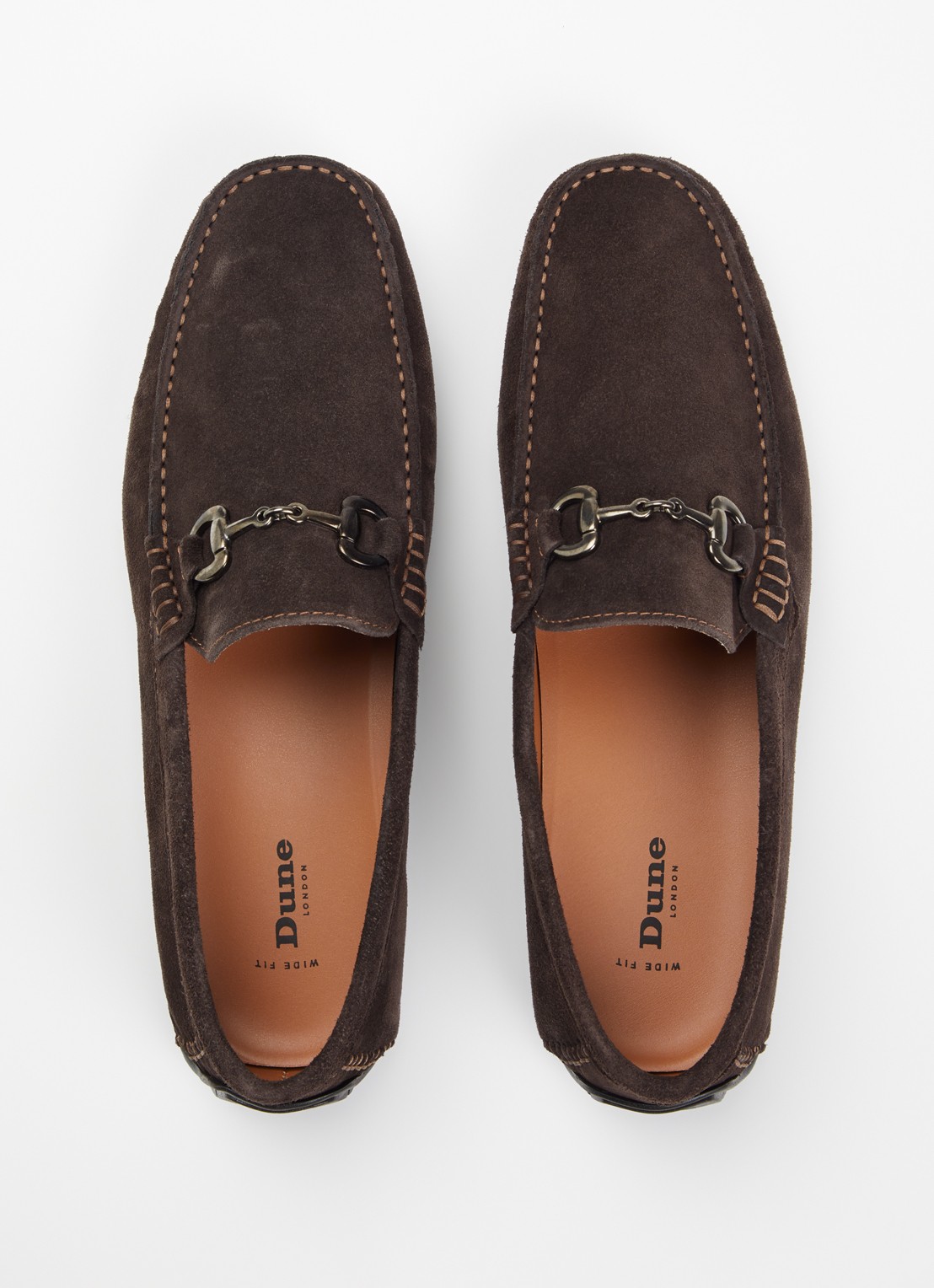 Dune London Wide Fit Brackon mocassin van suède - detail 3 donkerbruin