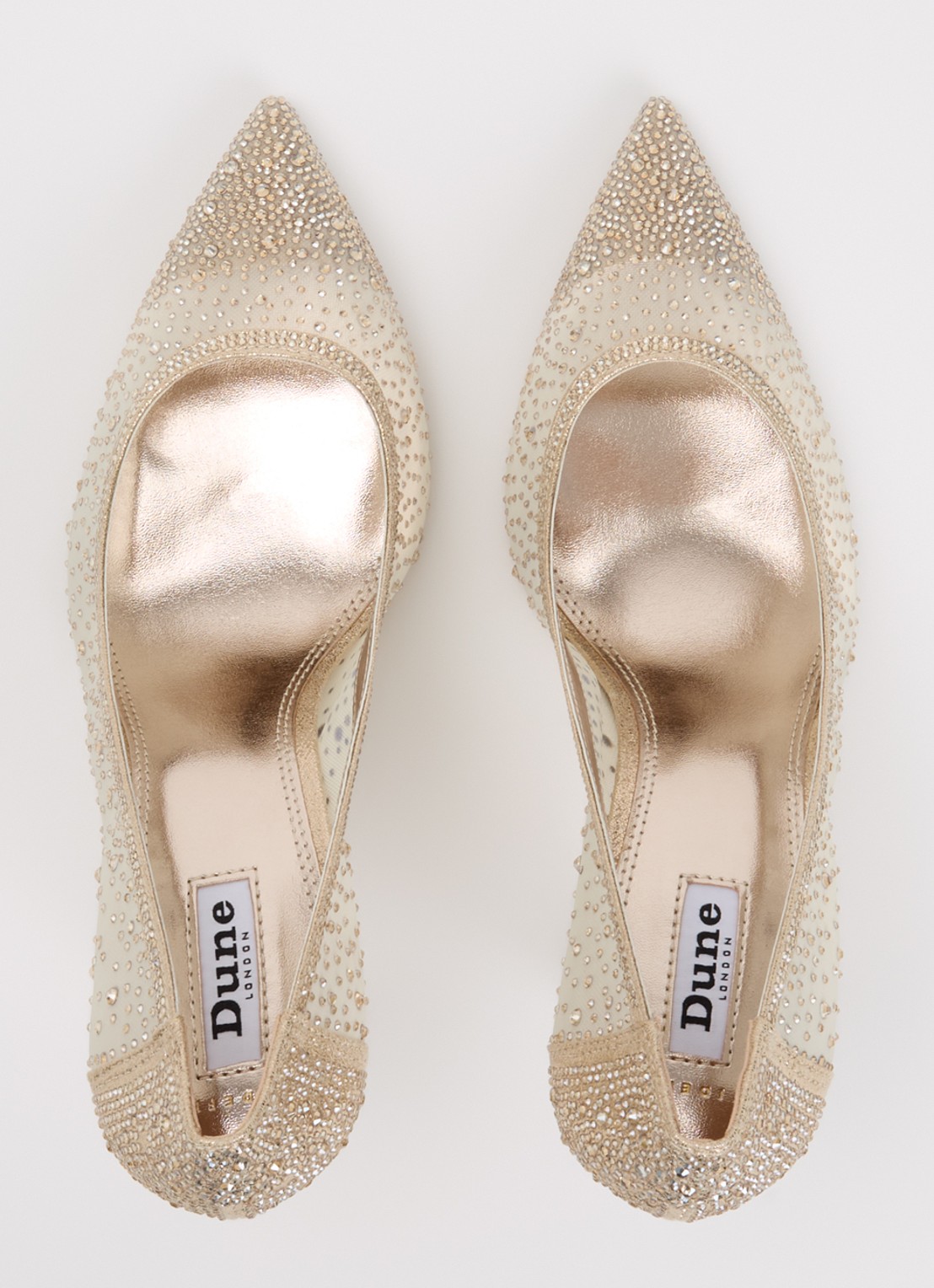Dune London Wide Fit Brightest pump met strass - detail 2 goud