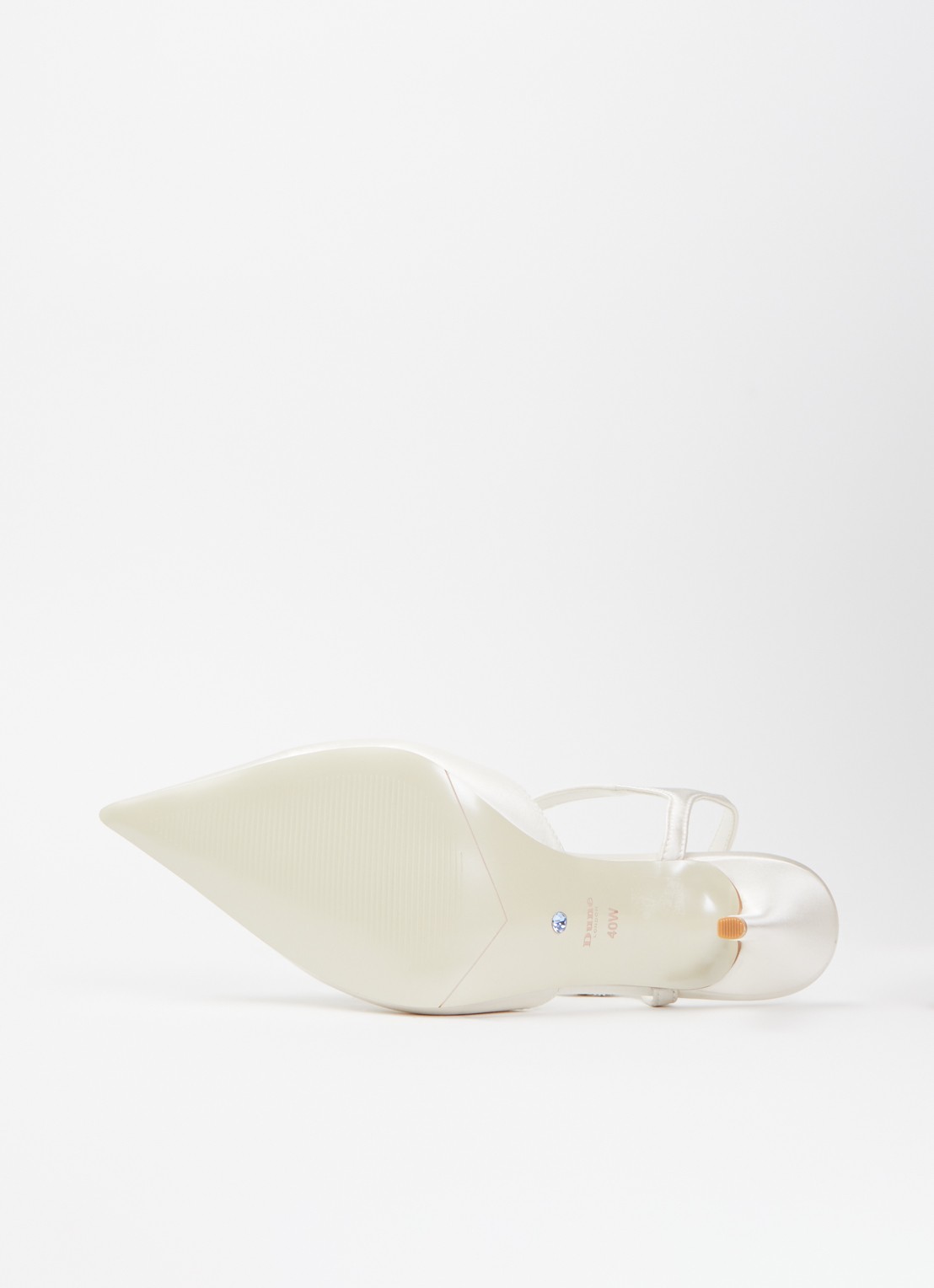 Dune London Wide Fit Celebrant slingback van satijn en gespdetail  - detail 4 ivoor