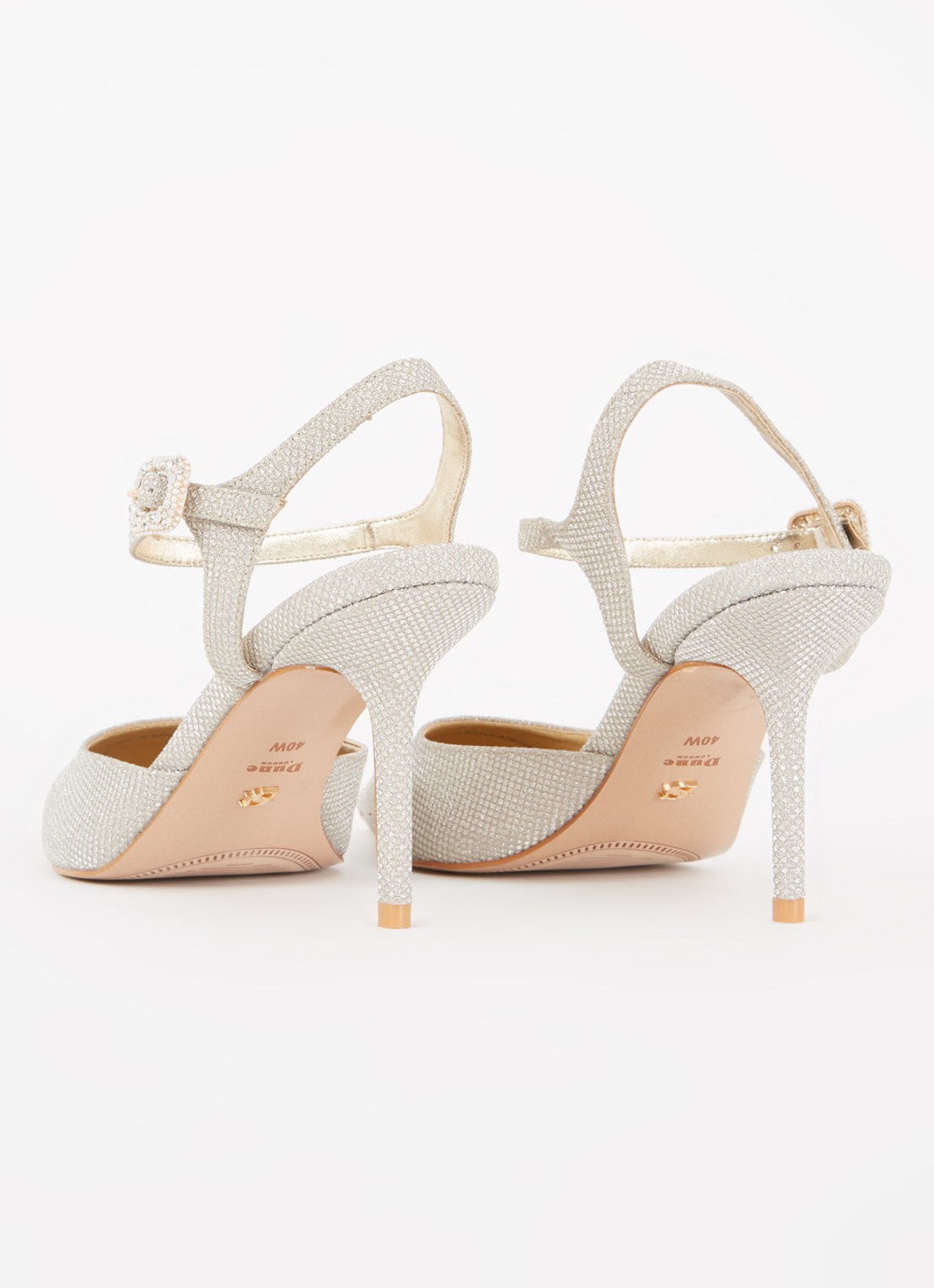 Dune London Wide Fit Channel slingback met strass - achterkant 5 witgoud