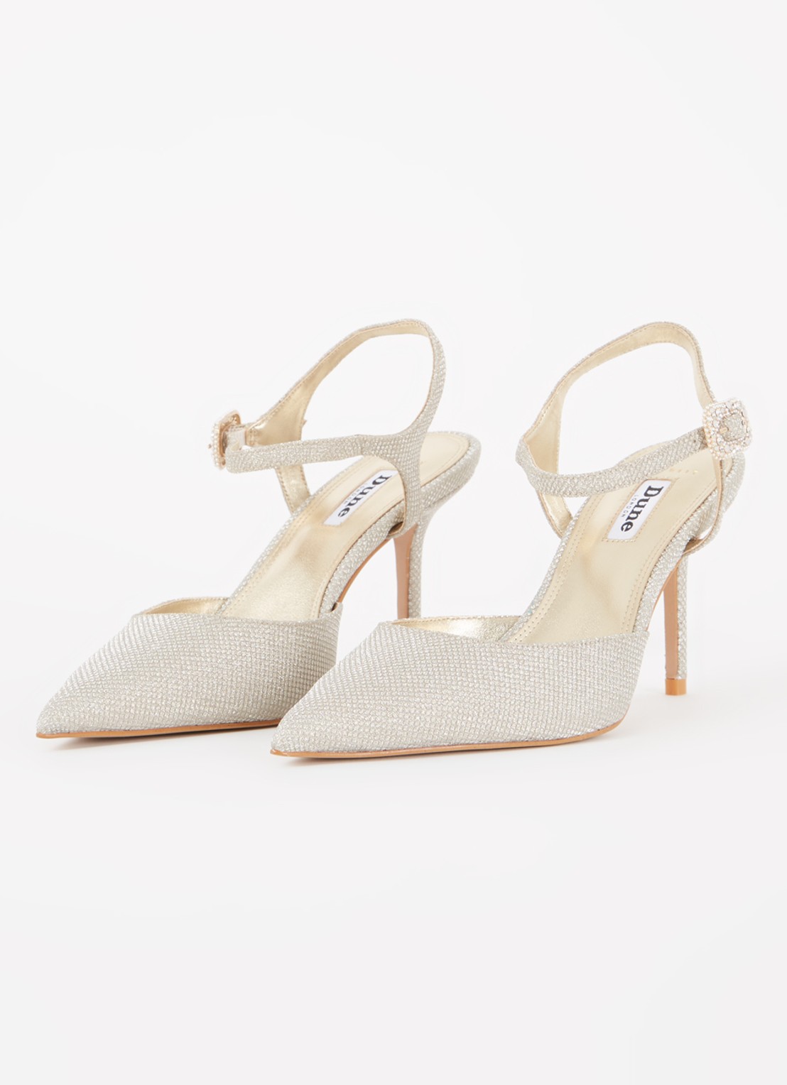 Dune London Wide Fit Channel slingback met strass - detail 2 witgoud