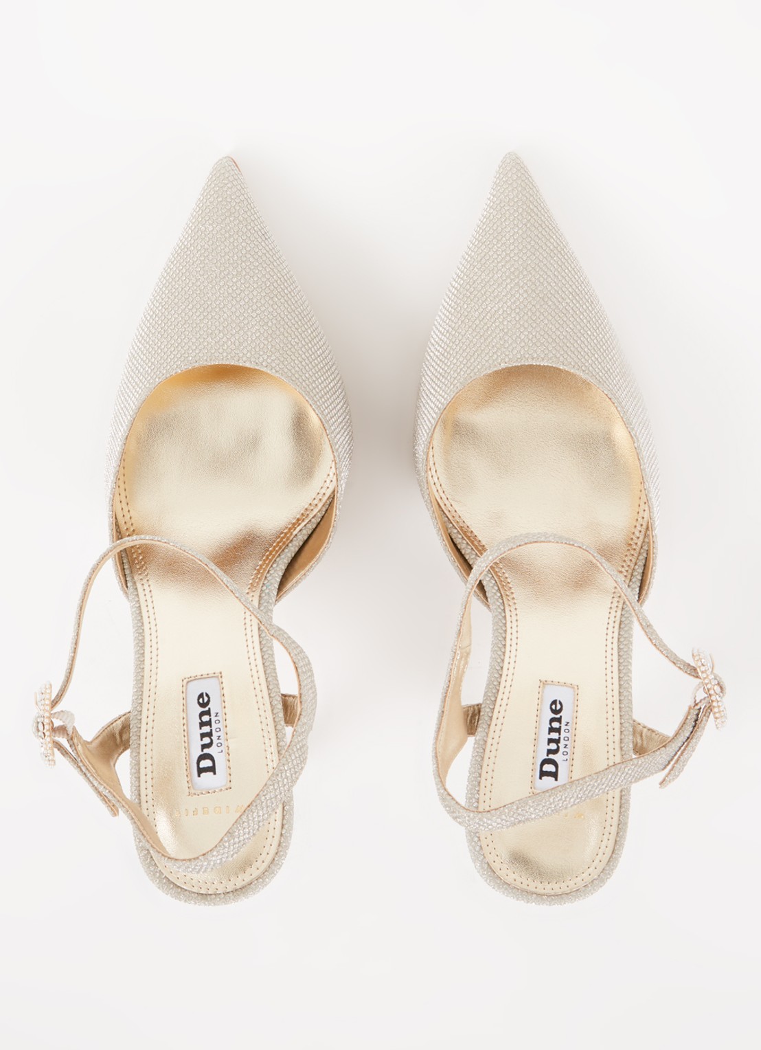 Dune London Wide Fit Channel slingback met strass - detail 3 witgoud